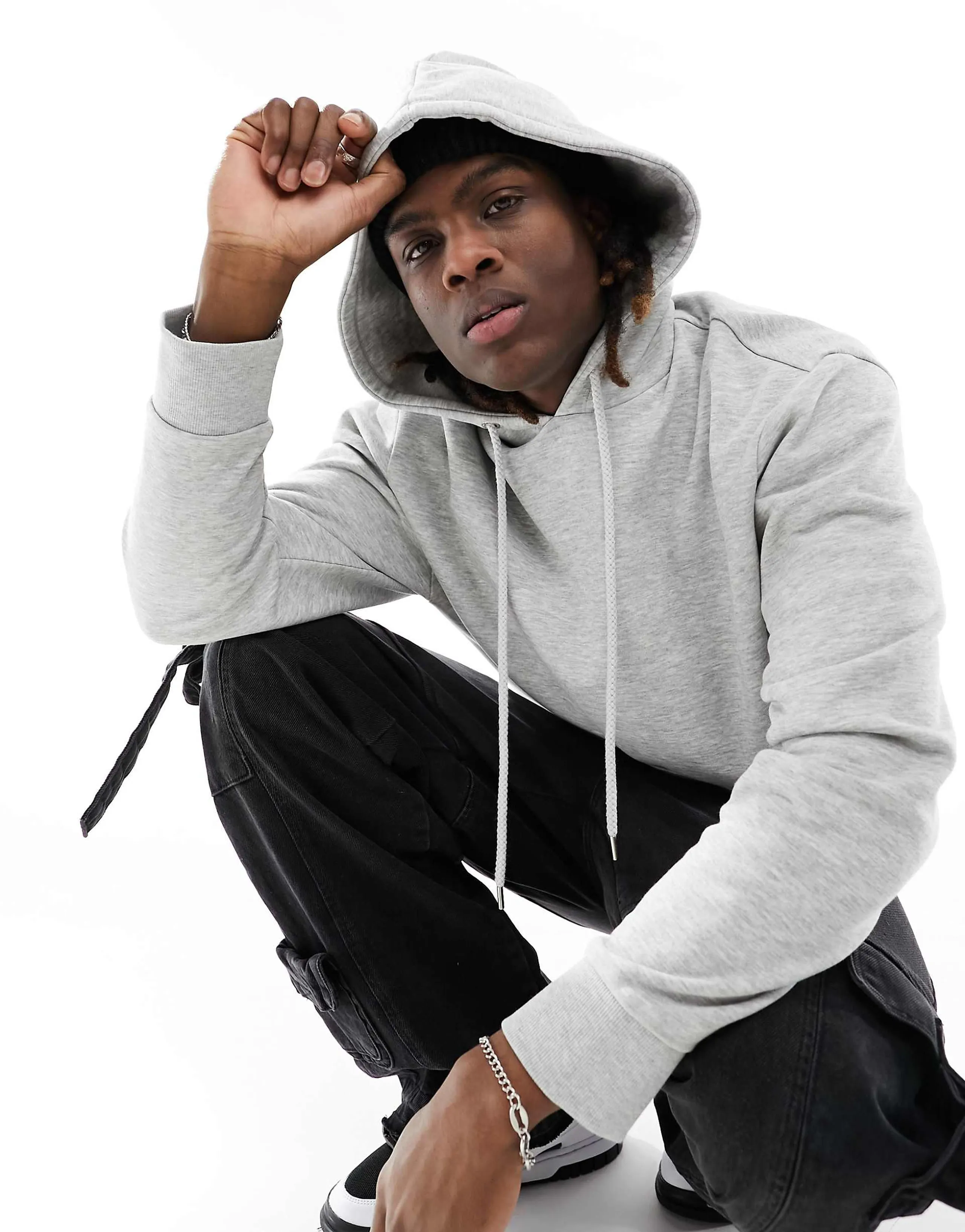 COLLUSION hoodie in gray marl