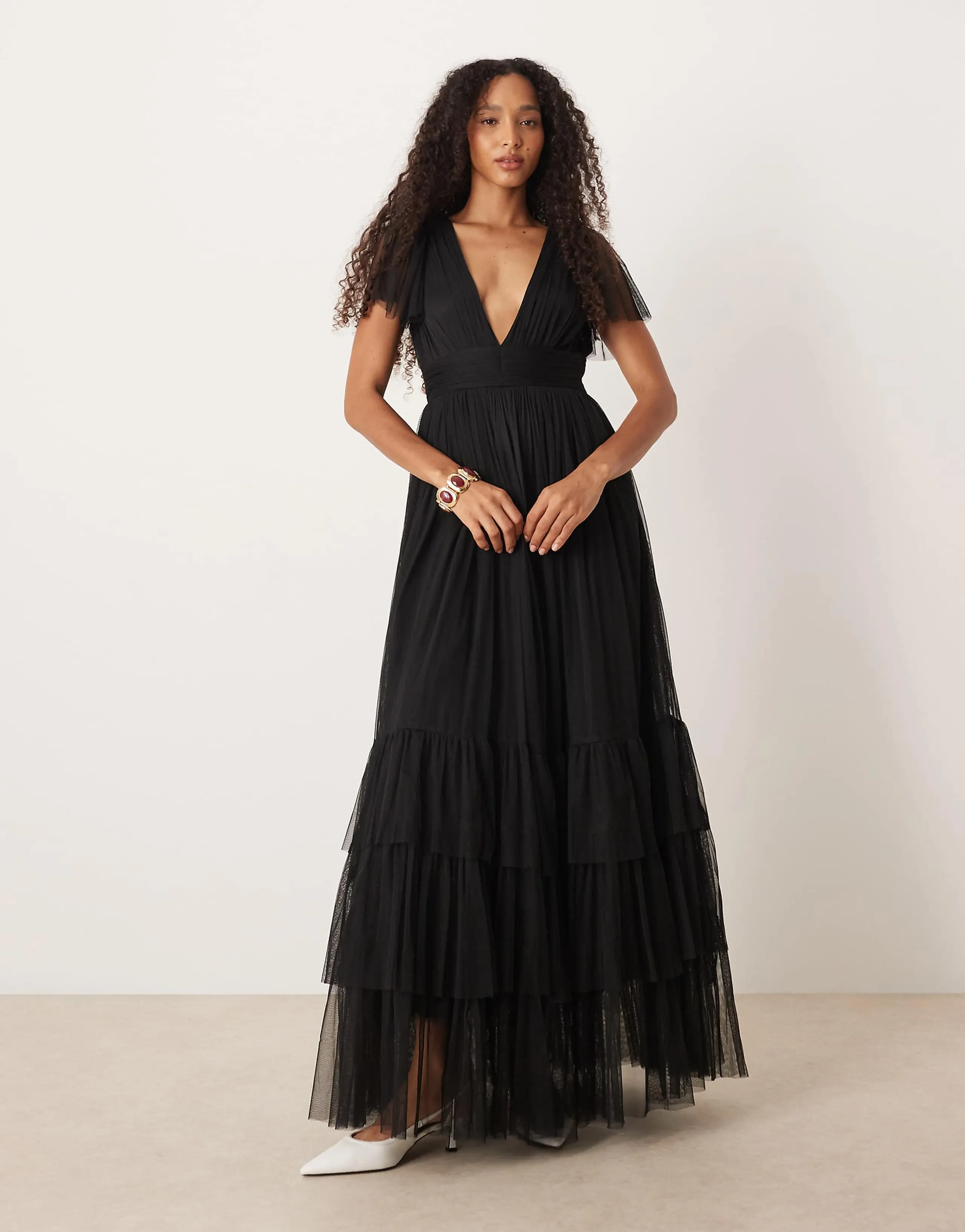 Lace & Beads Bridesmaid Madison maxi dress in black