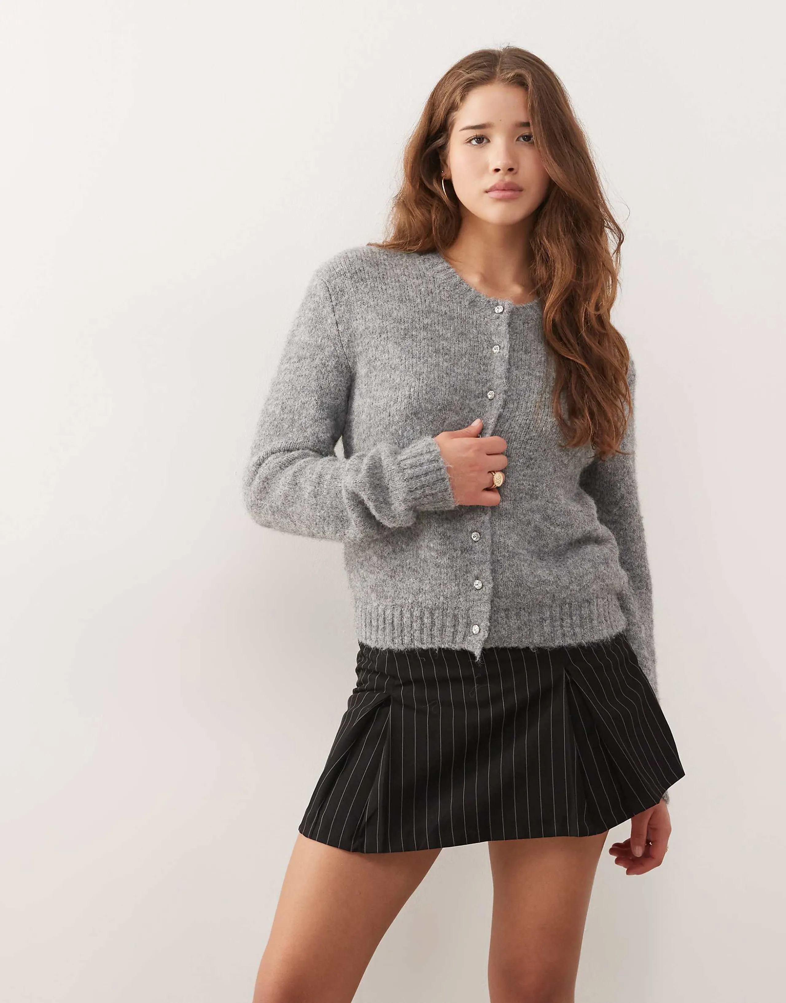 Reclaimed Vintage tailored skort in black pinstripe