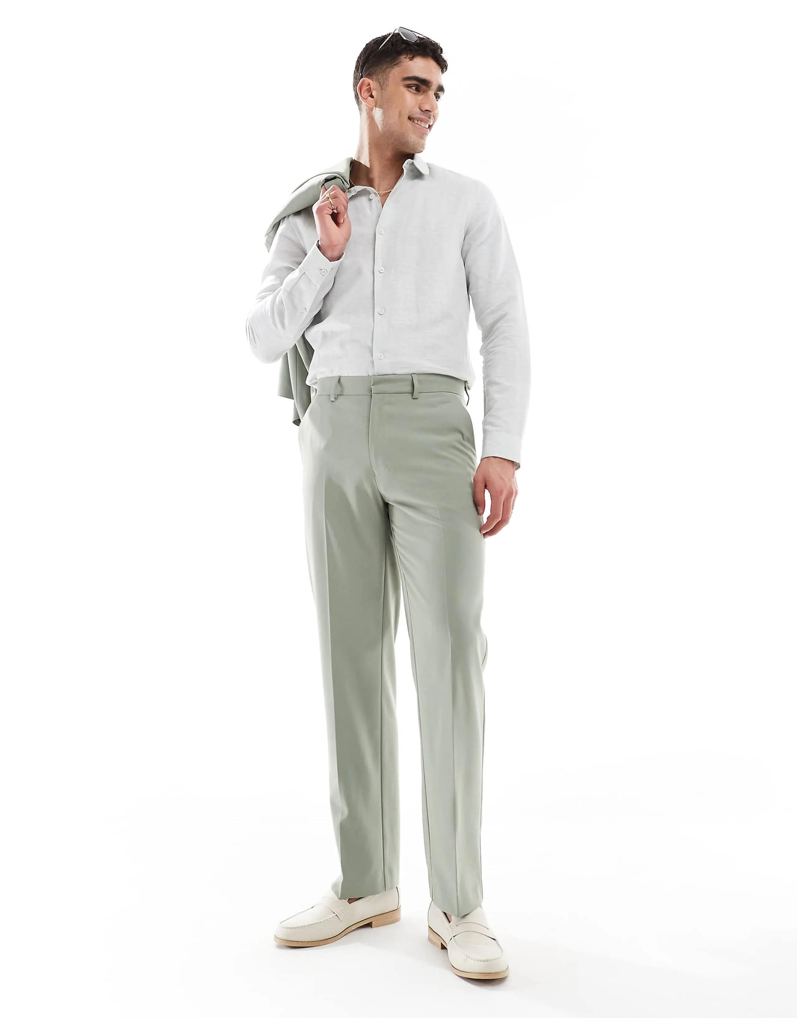 ASOS DESIGN straight leg suit pants in sage green