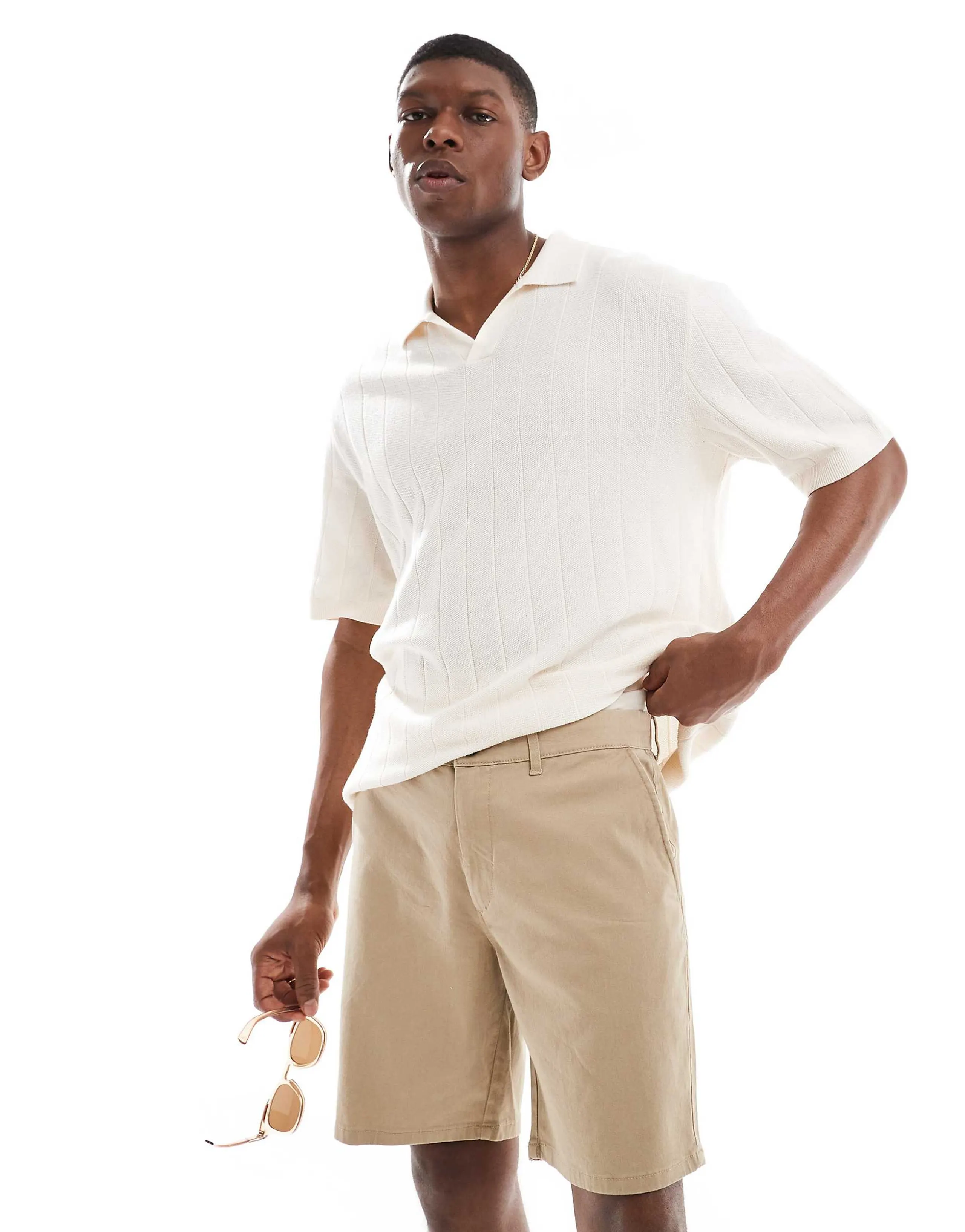 JJ Rebel chino shorts in beige 