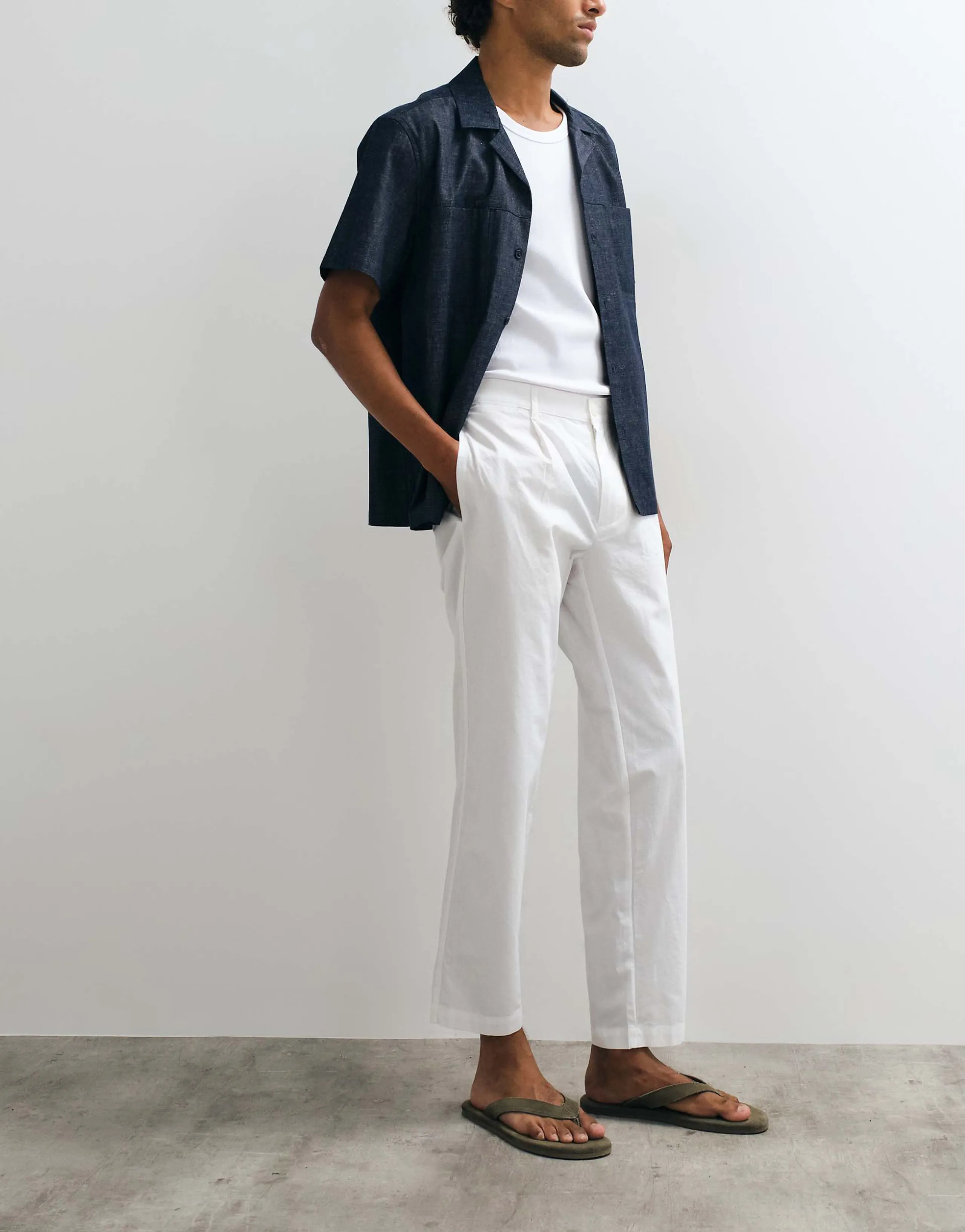 Mango straight pants in white