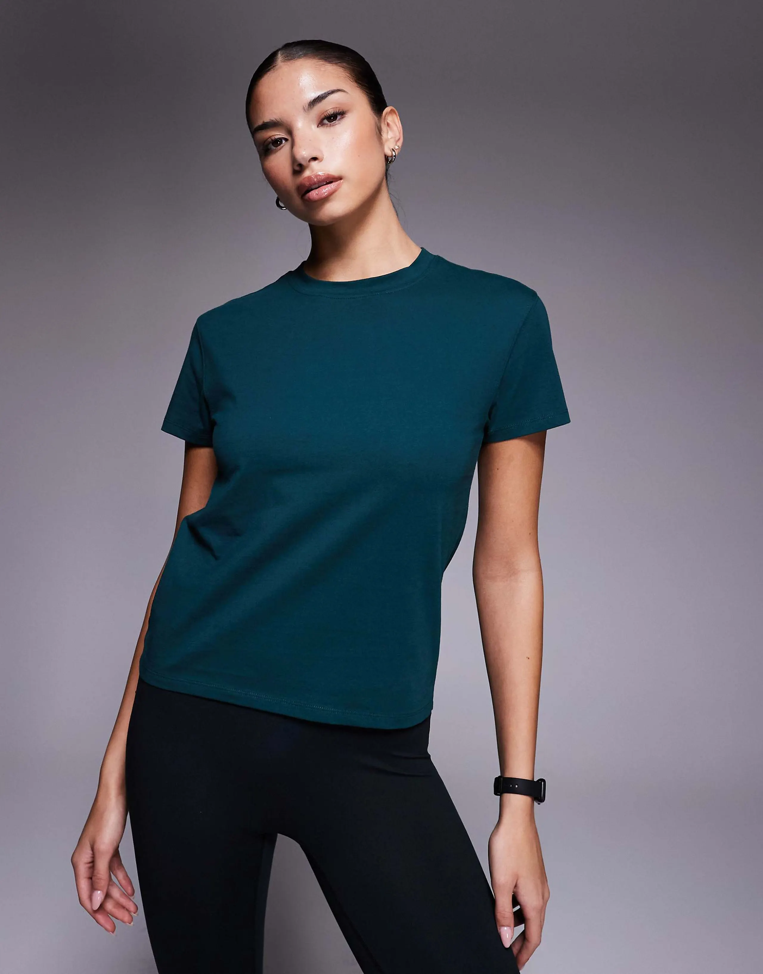 4505 Icon cotton boxy t-shirt with quick dry finish in evergreen