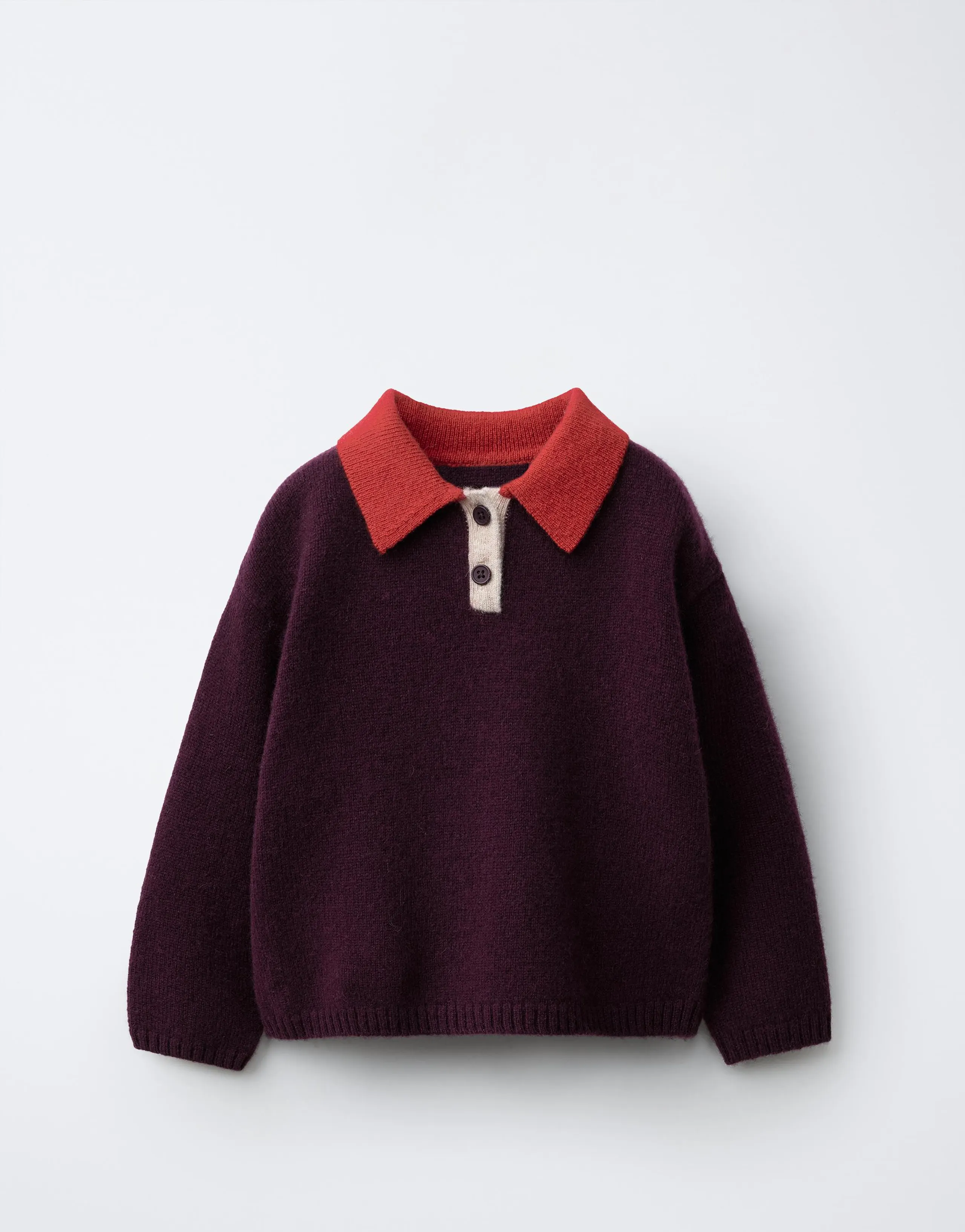 100% WOOL COLOURBLOCK KNIT POLO SHIRT