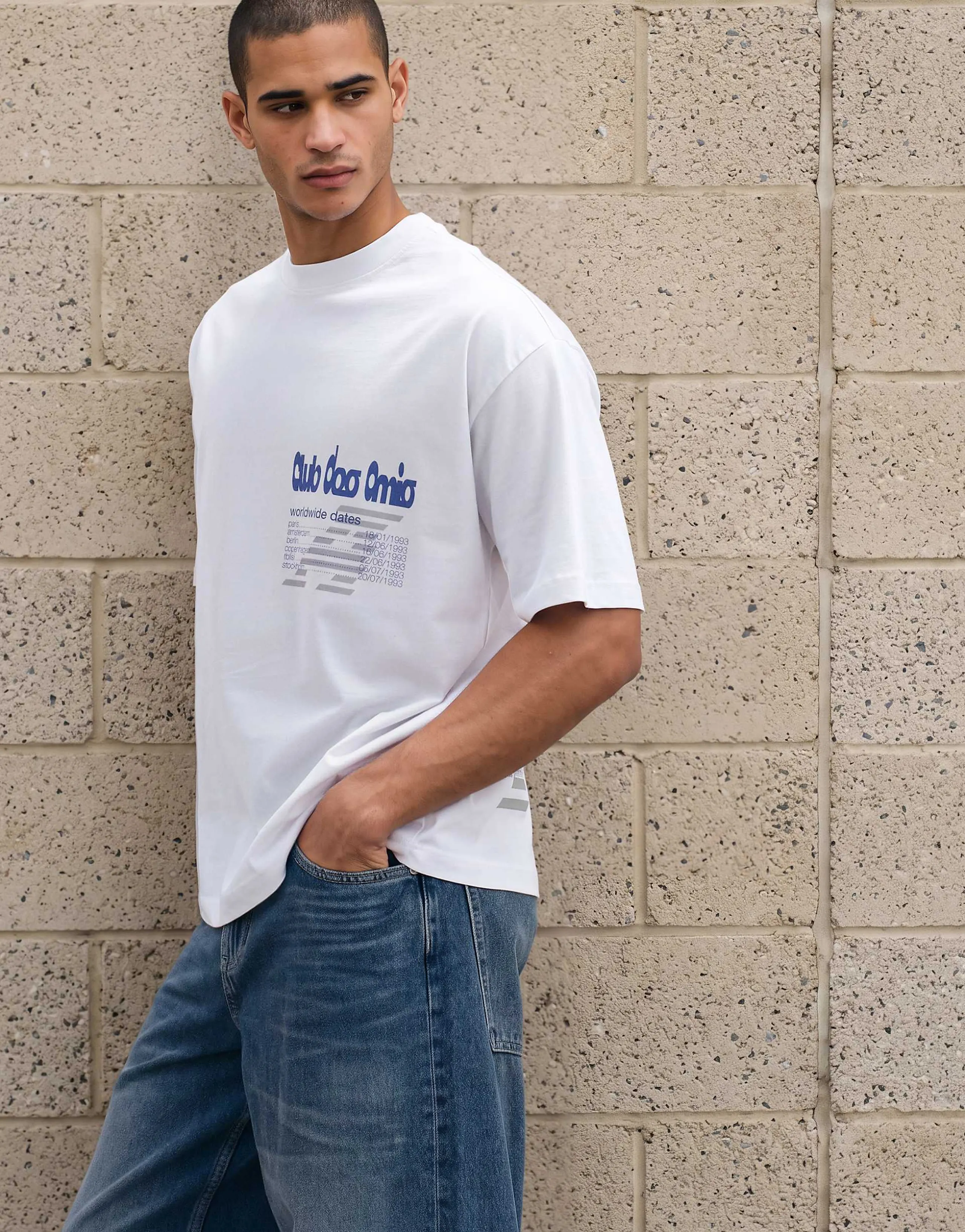 ASOS DESIGN oversized T-shirt with club graphic in white