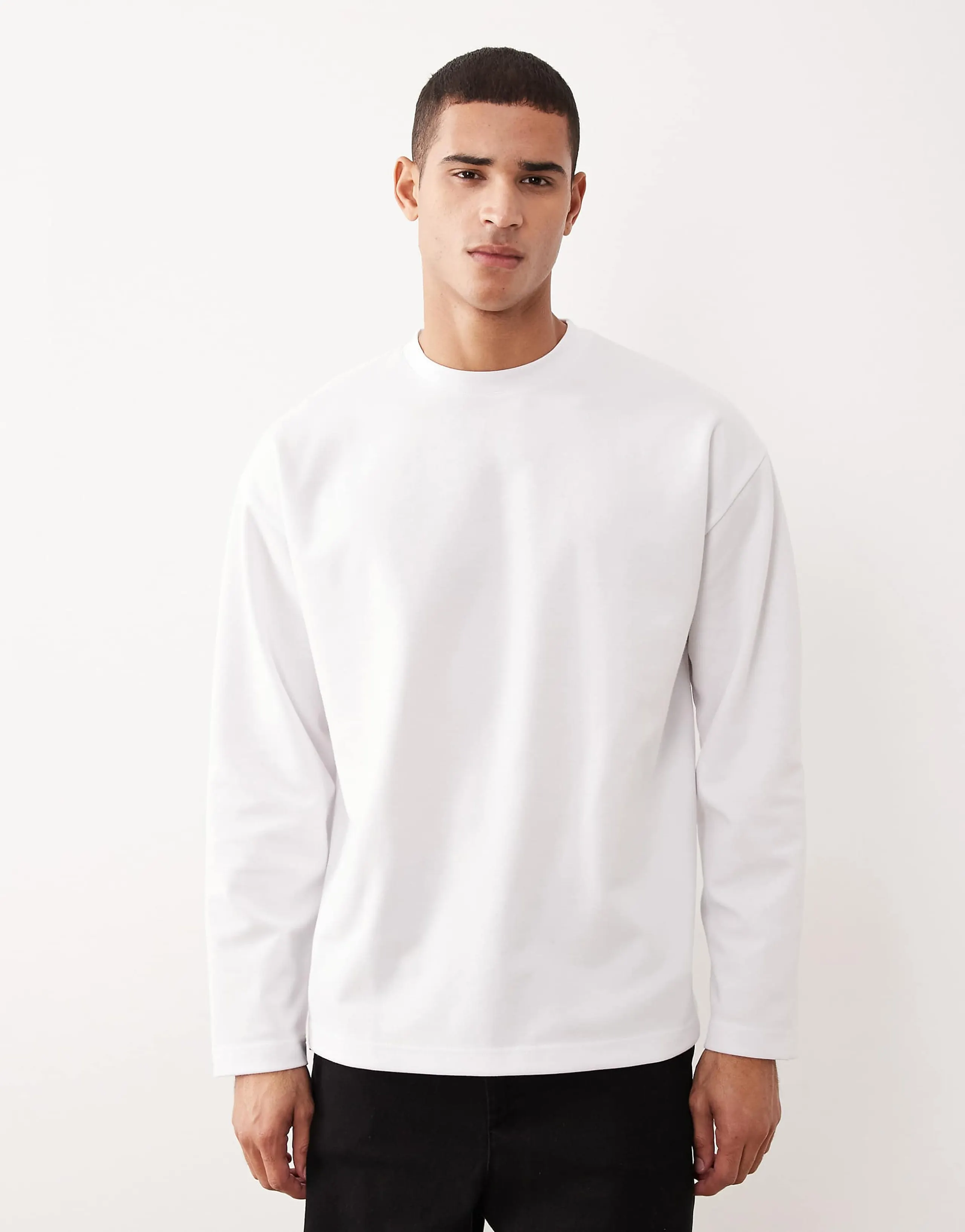ASOS DESIGN heavyweight oversized long sleeve t-shirt in white soft touch