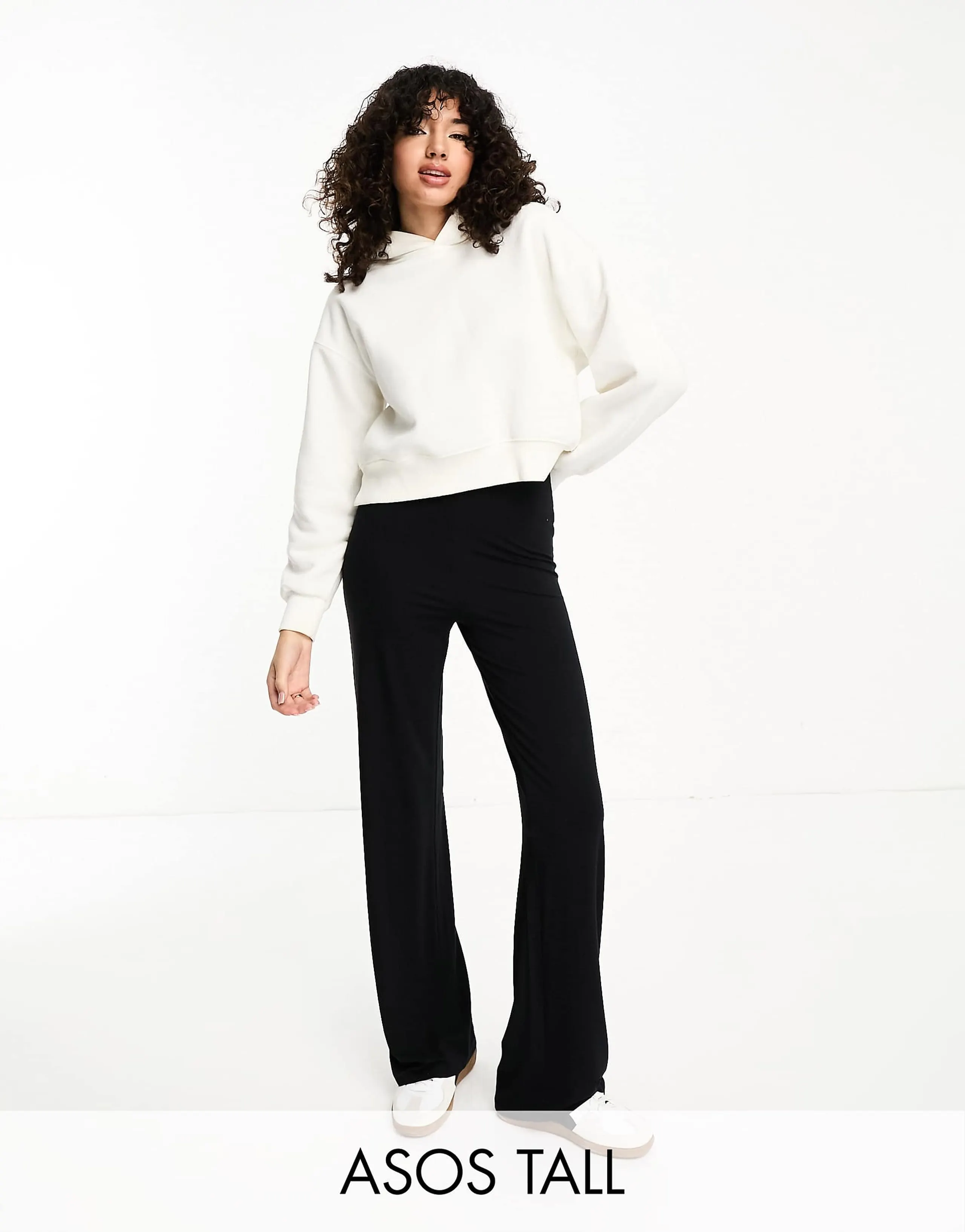 ASOS DESIGN Tall basic wide leg jersey pant in black