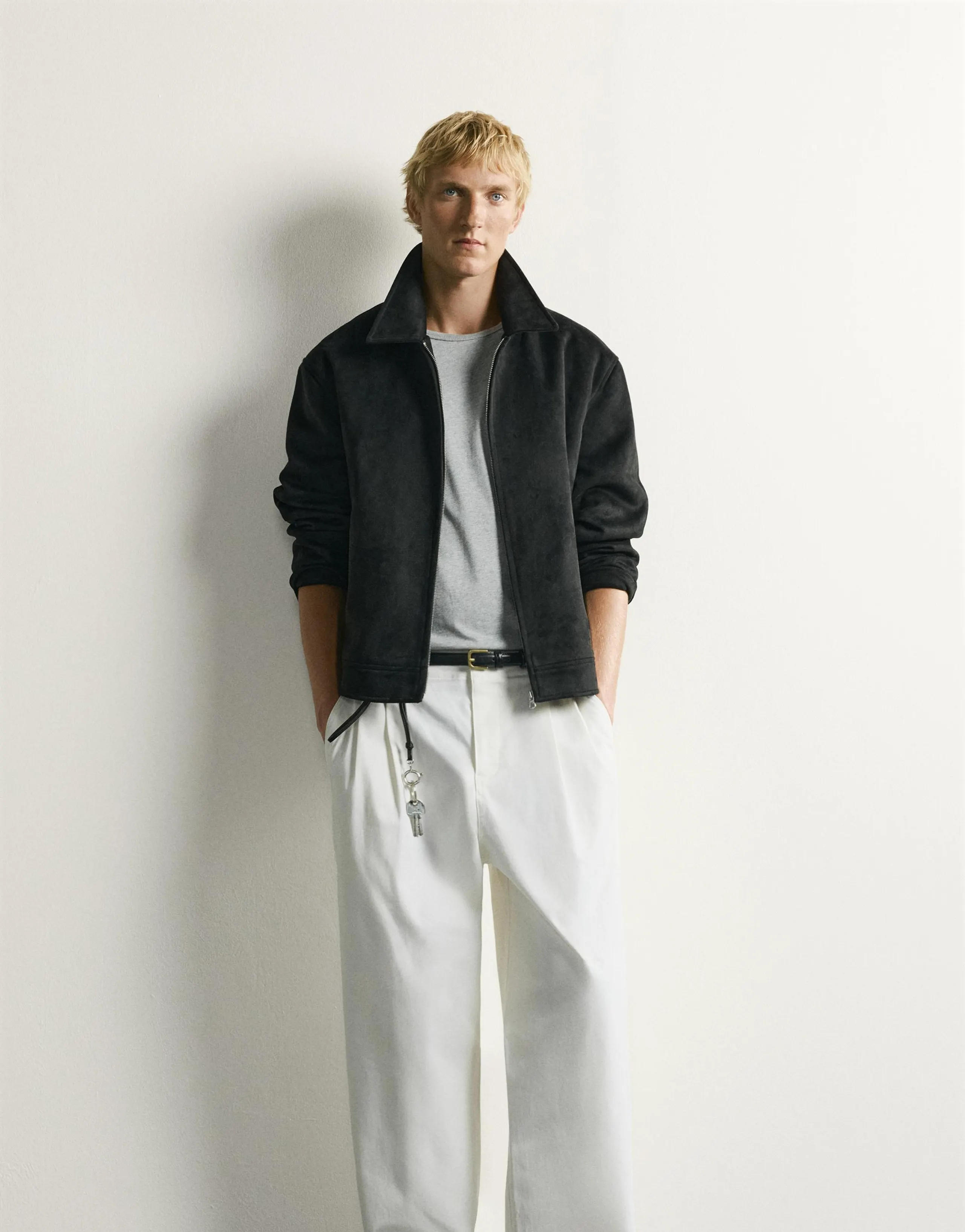 REGULAR FIT FAUX SUEDE JACKET