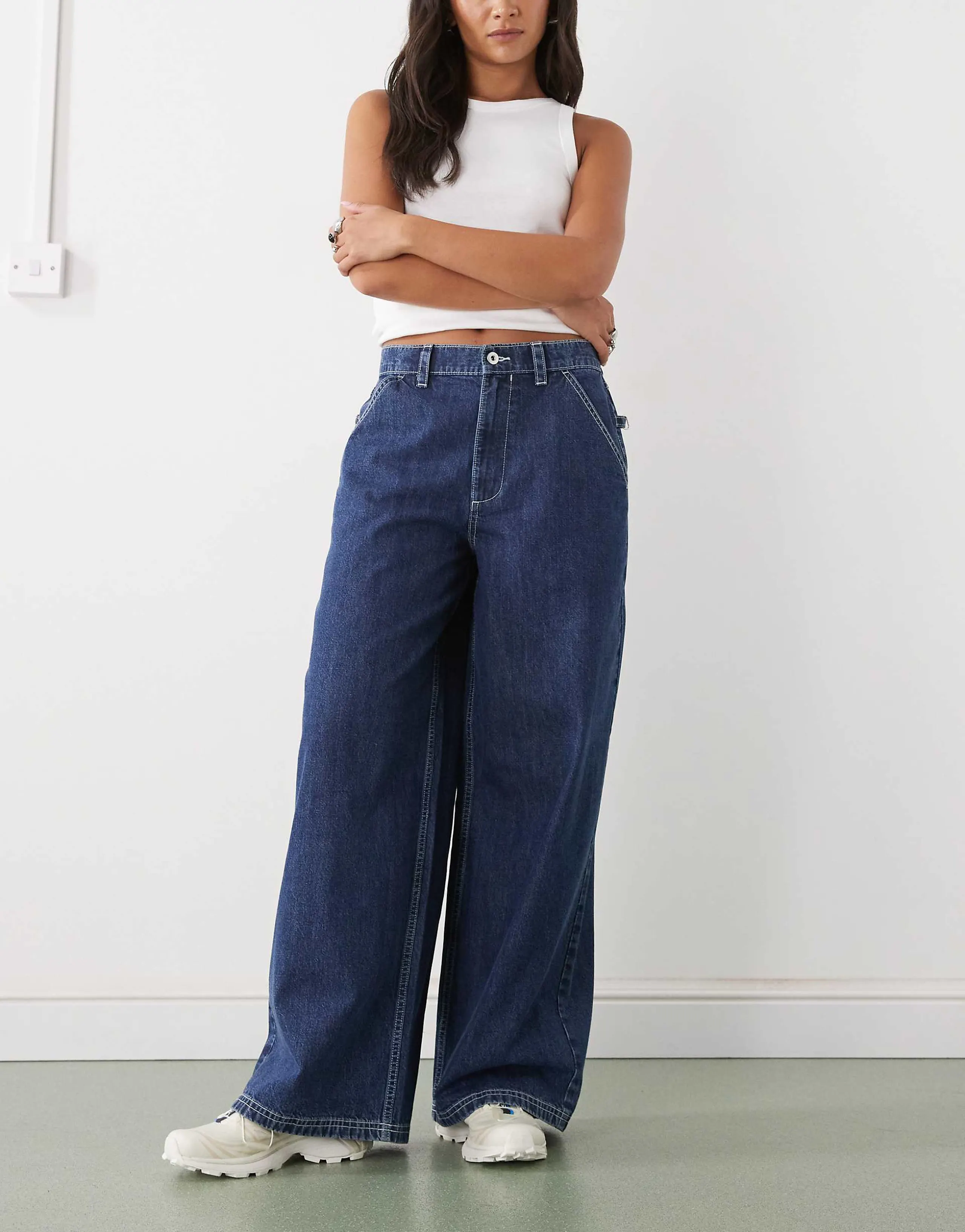 COLLUSION X007 XL baggy low rise skater jeans in rinse wash
