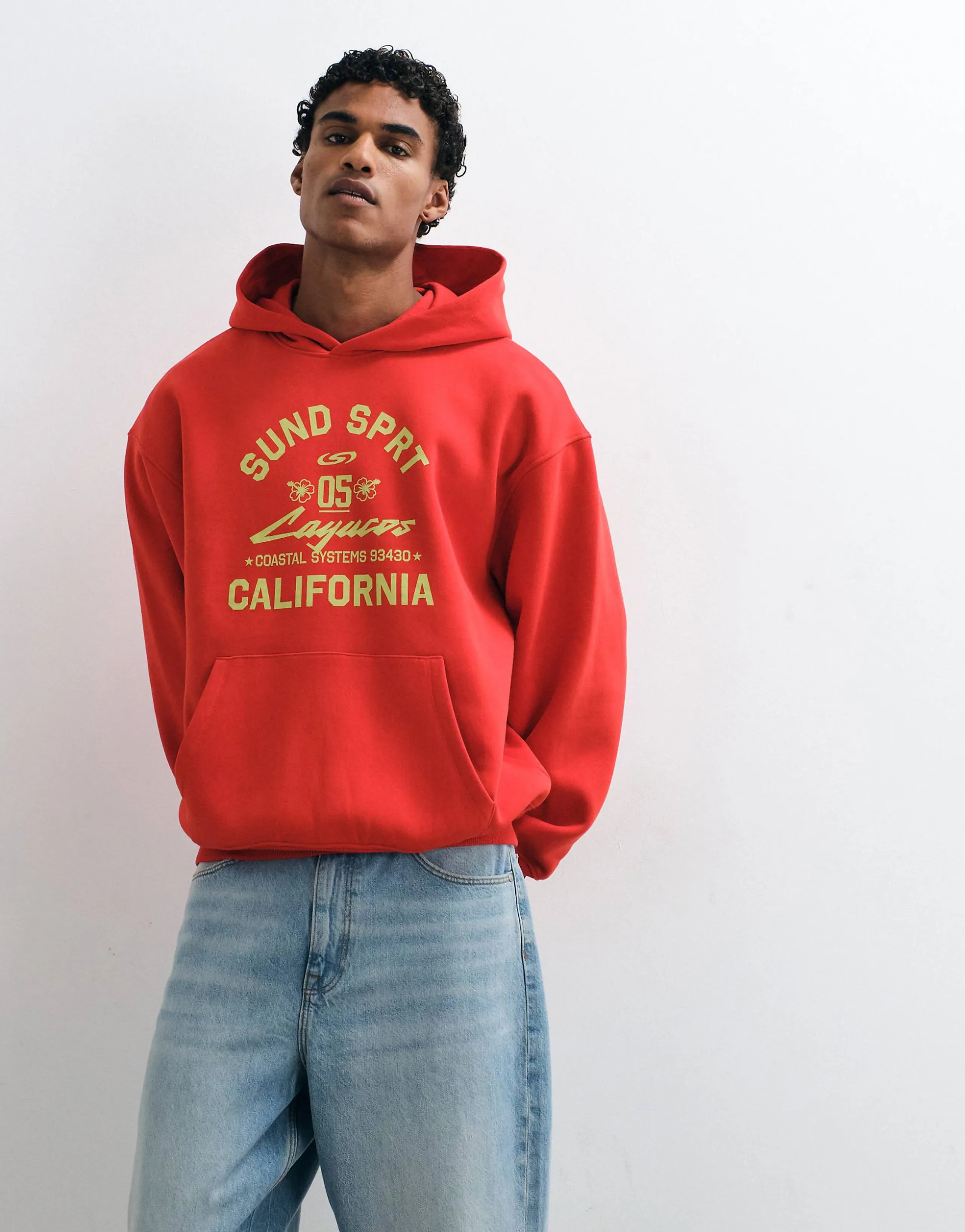 ASOS DESIGN oversized hoodie with front pigment print in red