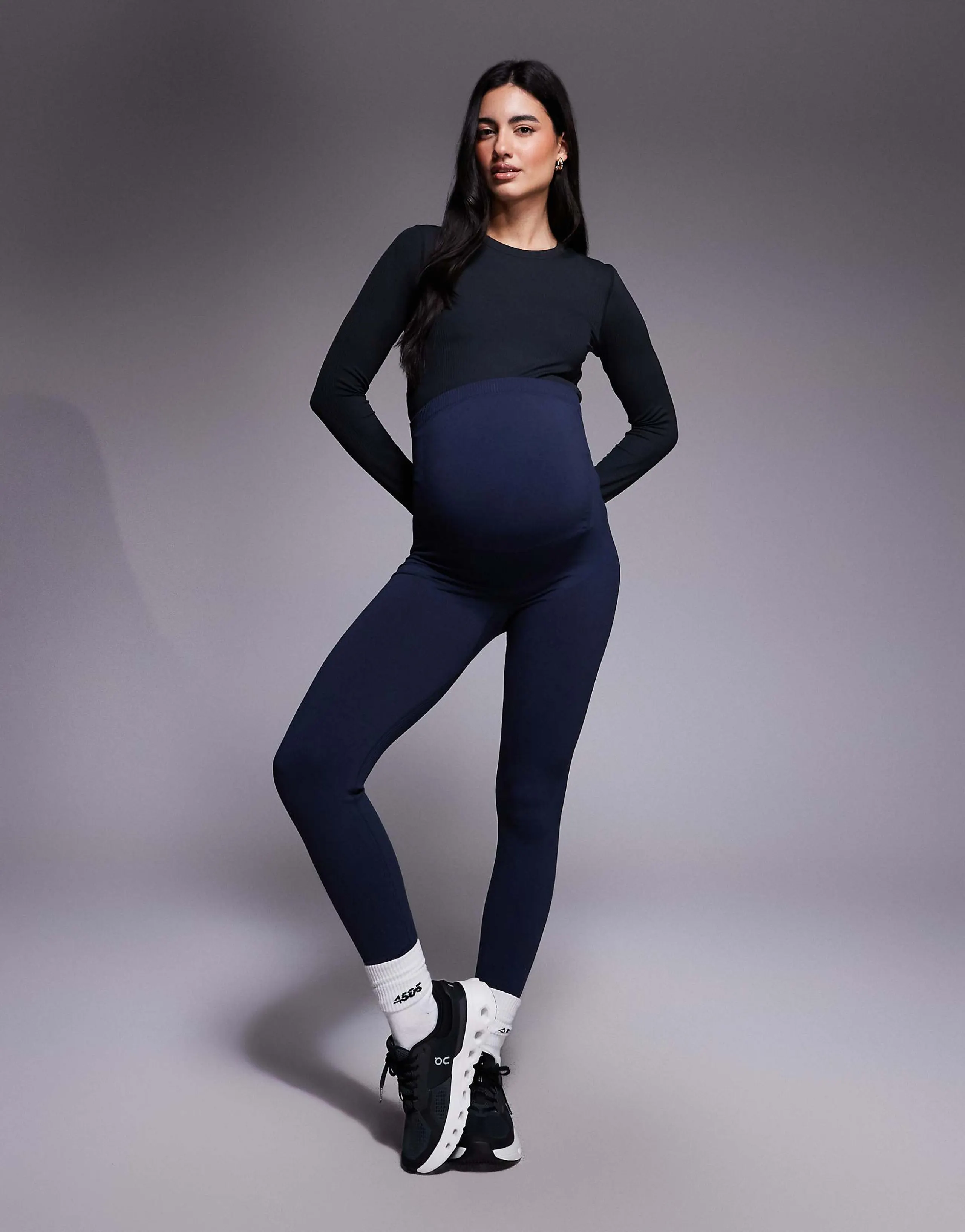 4505 Maternity sculpting seamless high waist gym legging in indigo
