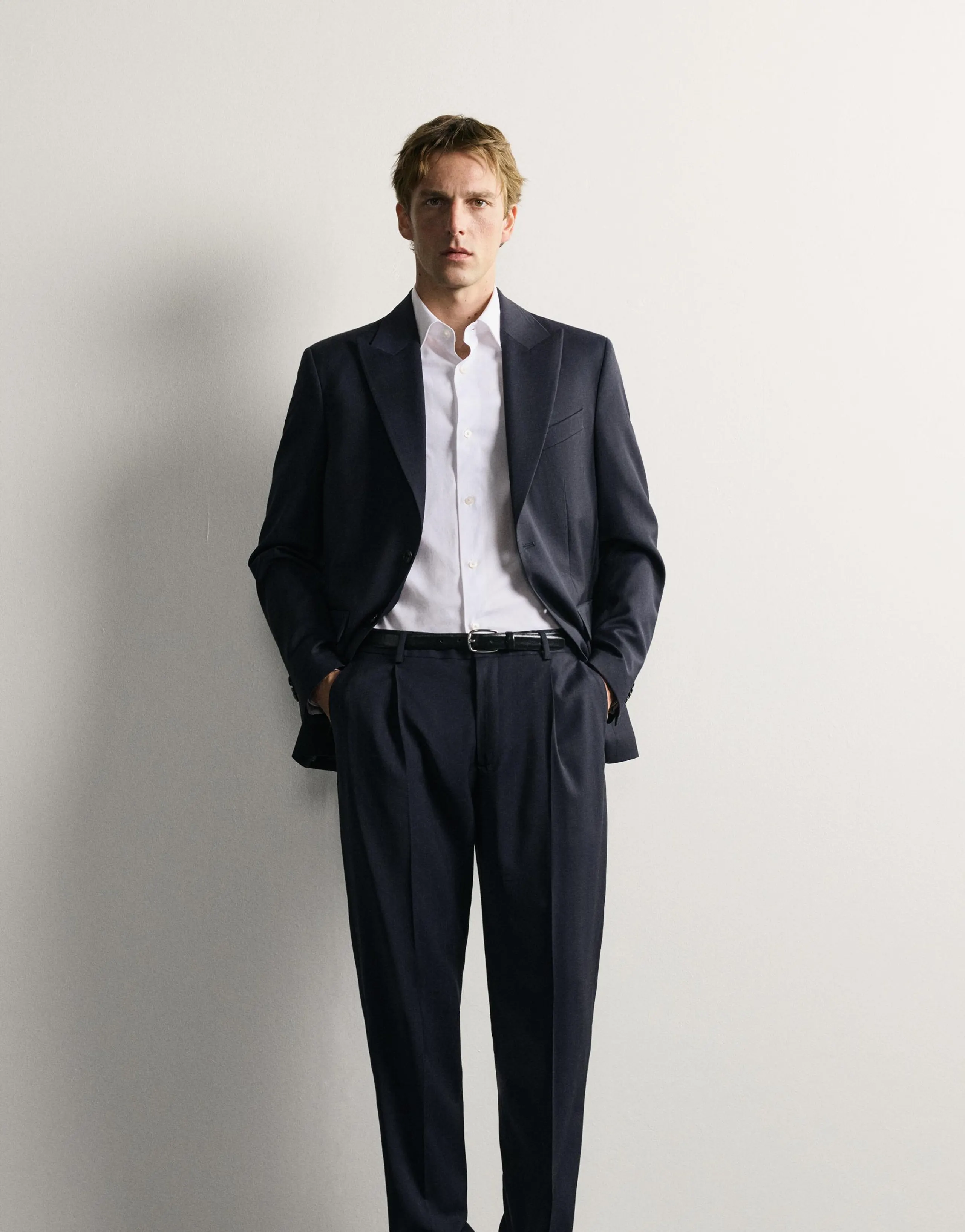 100% WOOL PINSTRIPE REGULAR FIT SUIT BLAZER