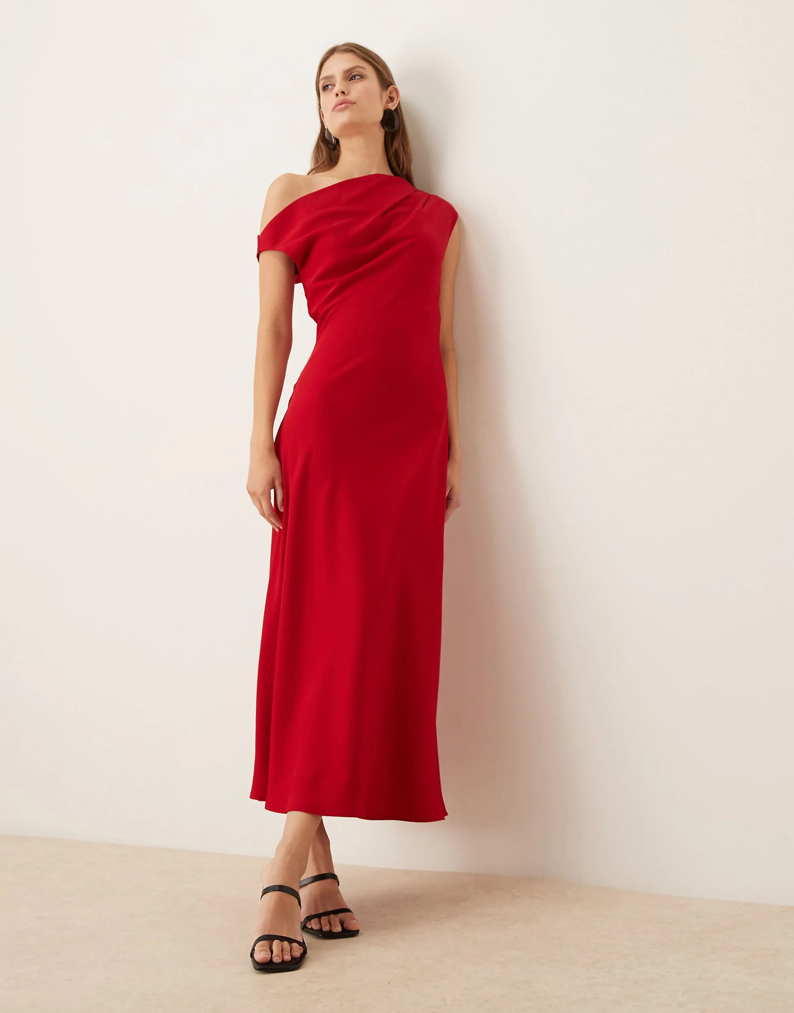 Mango asymmetric midaxi dress in red
