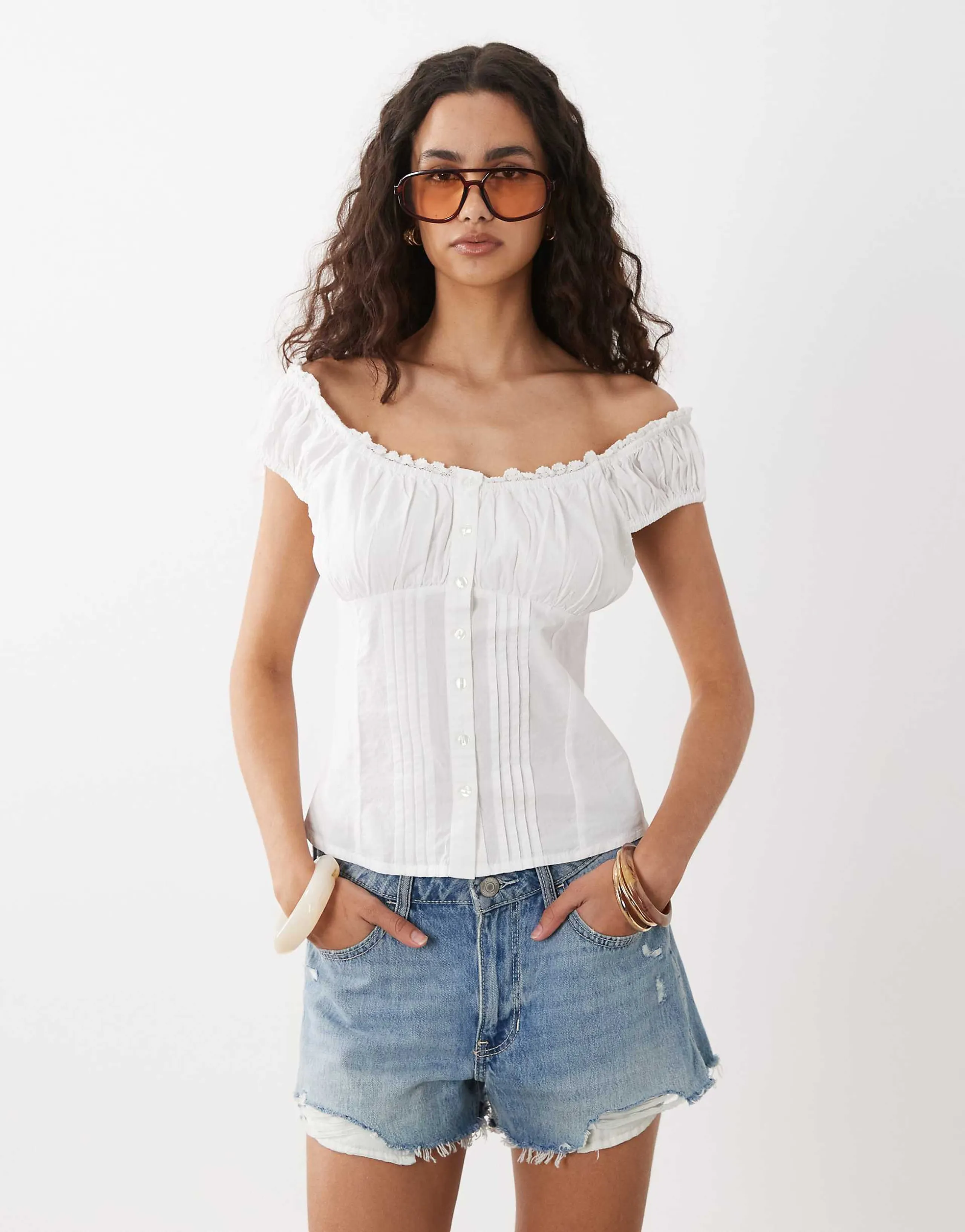 Cotton On jamie off the shoulder top in white