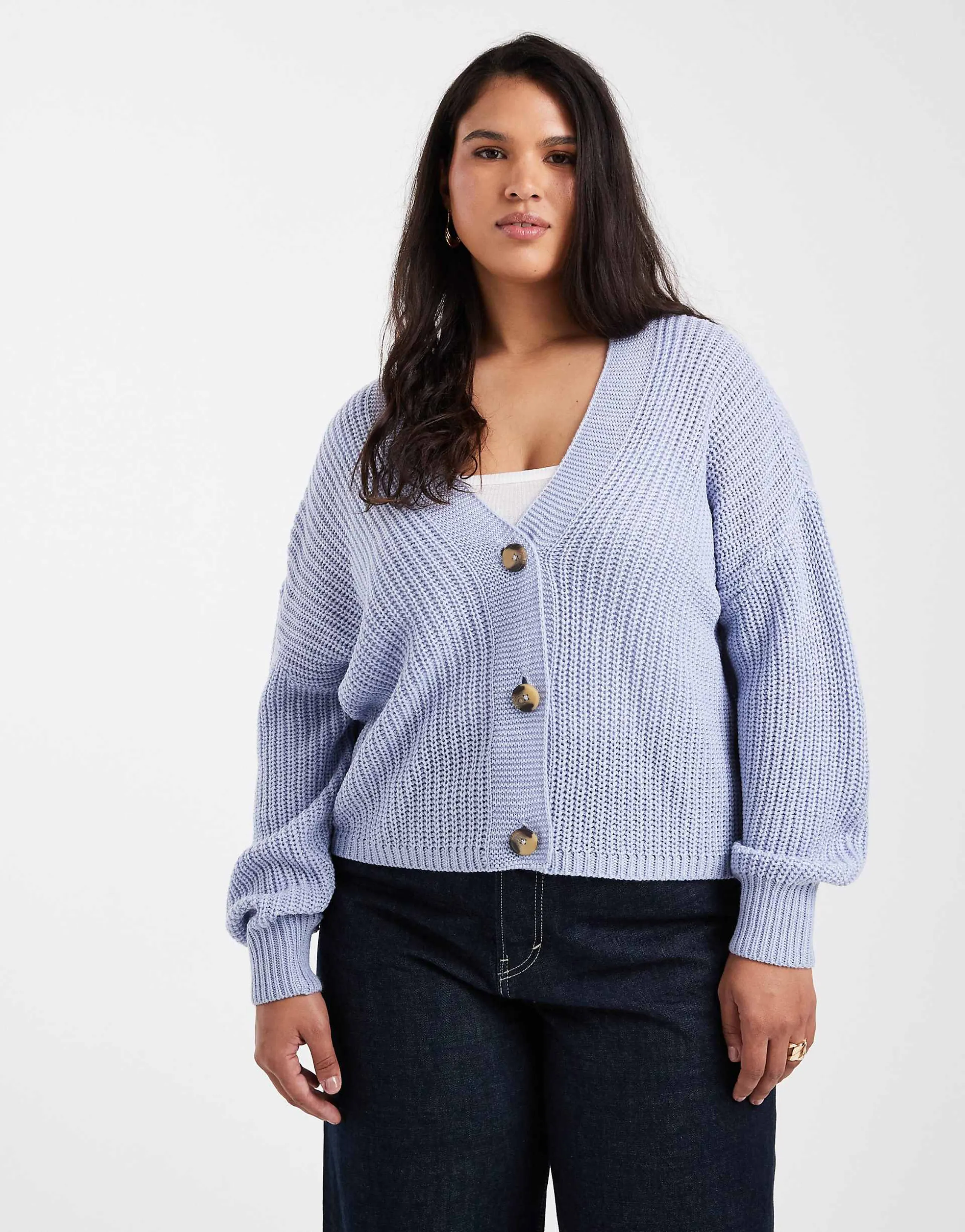 ONLY Curve v-neck cardigan in blue