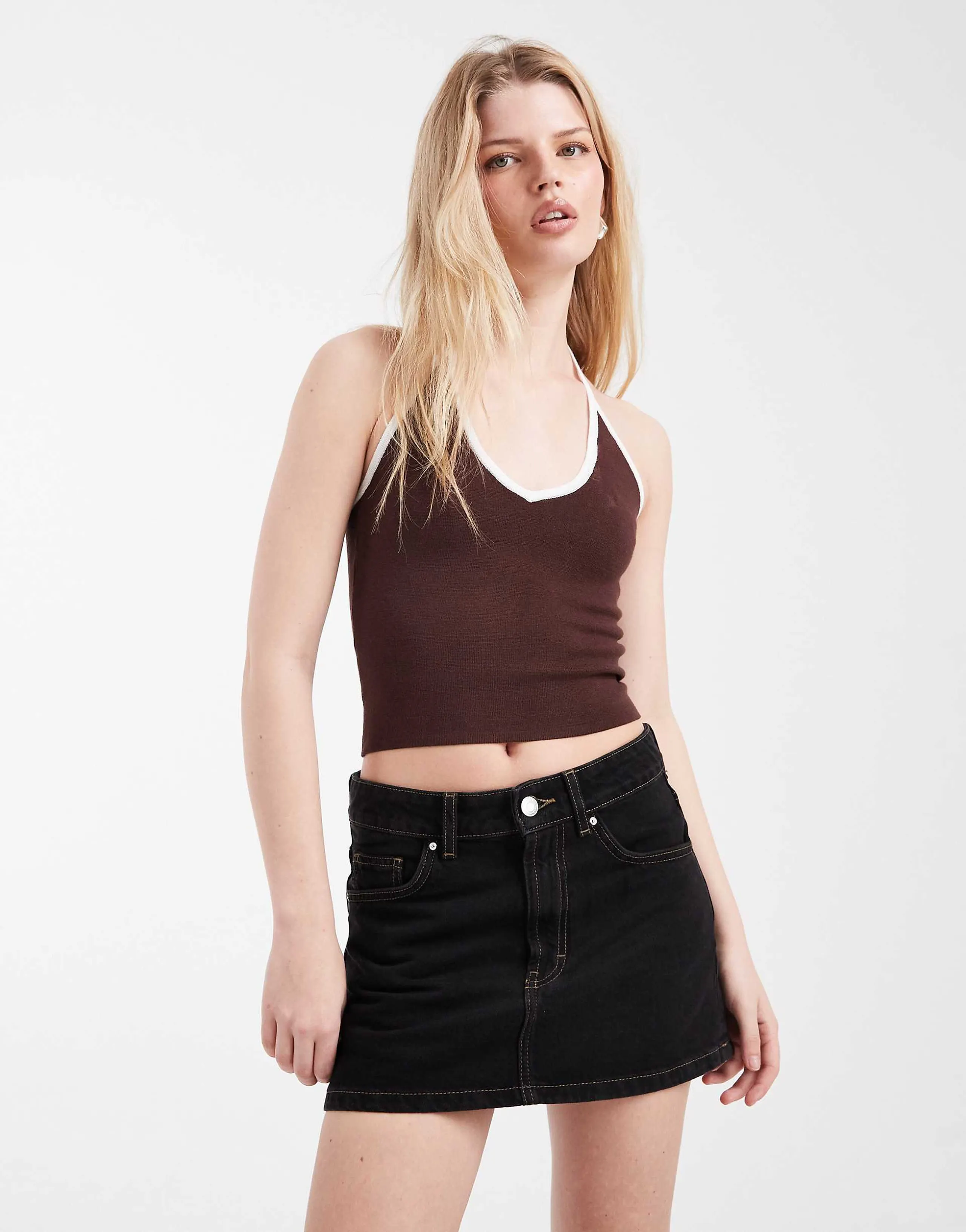 Cotton On original denim mini skirt in black