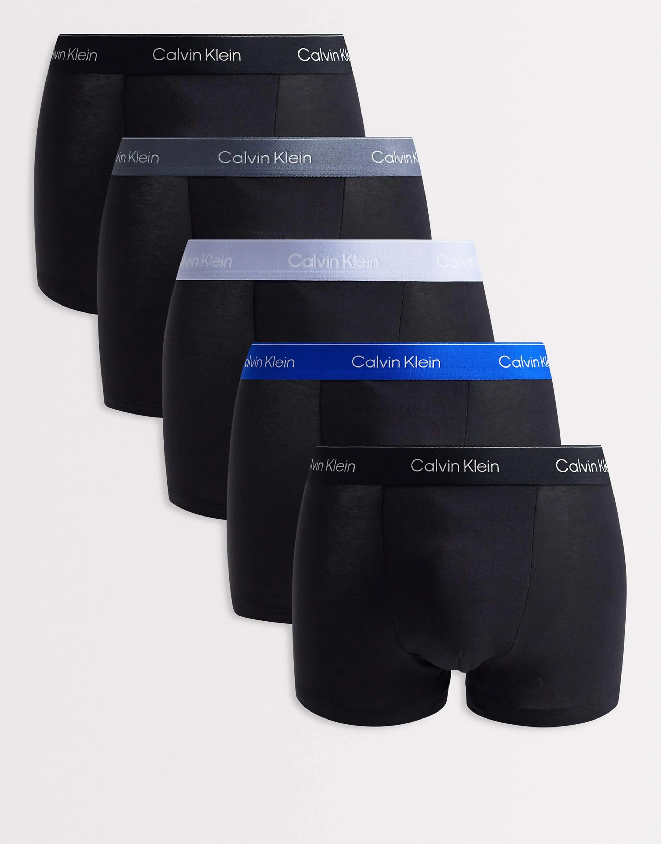 Calvin Klein Microfibre Stretch 5 pack boxer briefs in black with colored waistbands