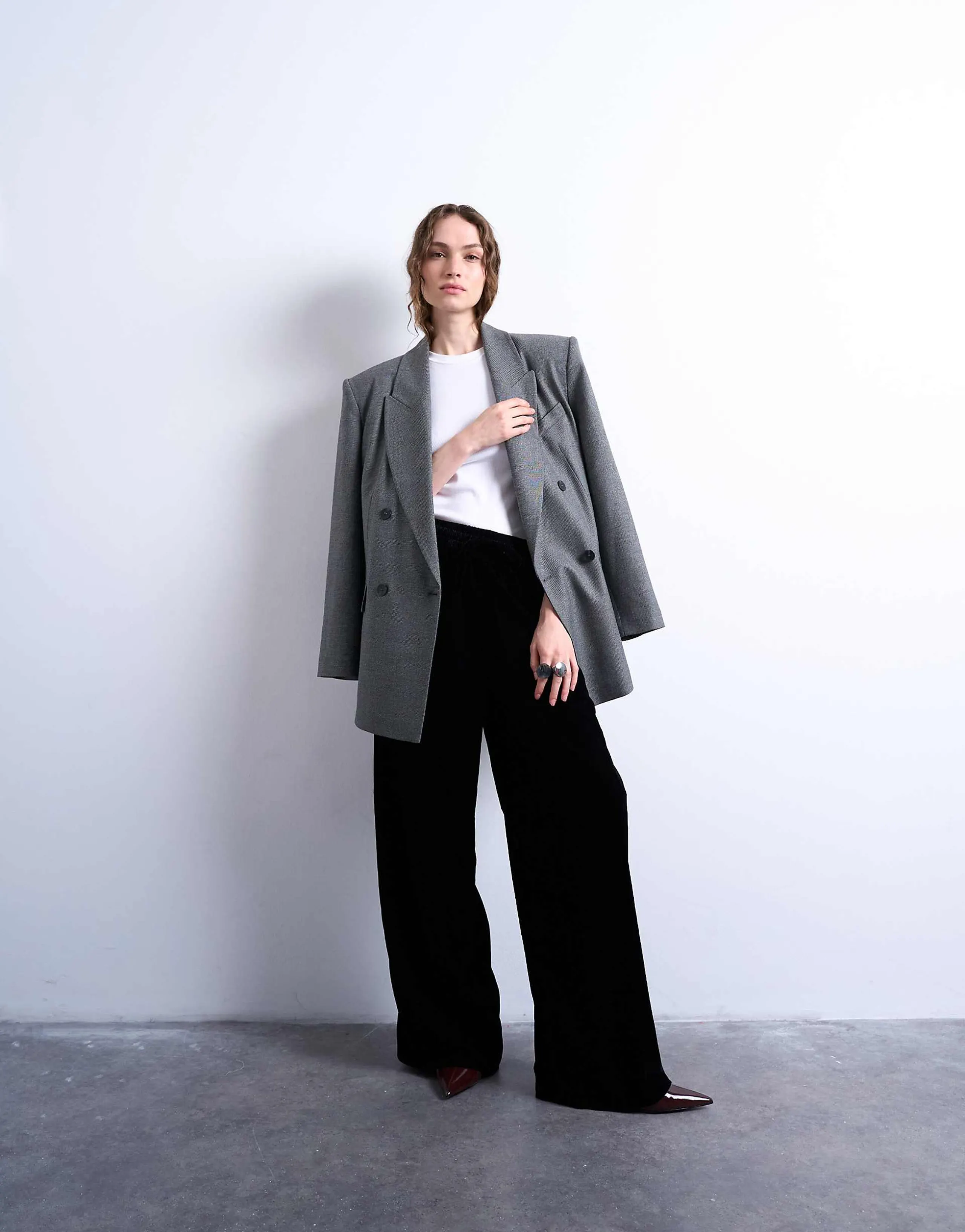 Topshop velvet tie waist sweatpants in black