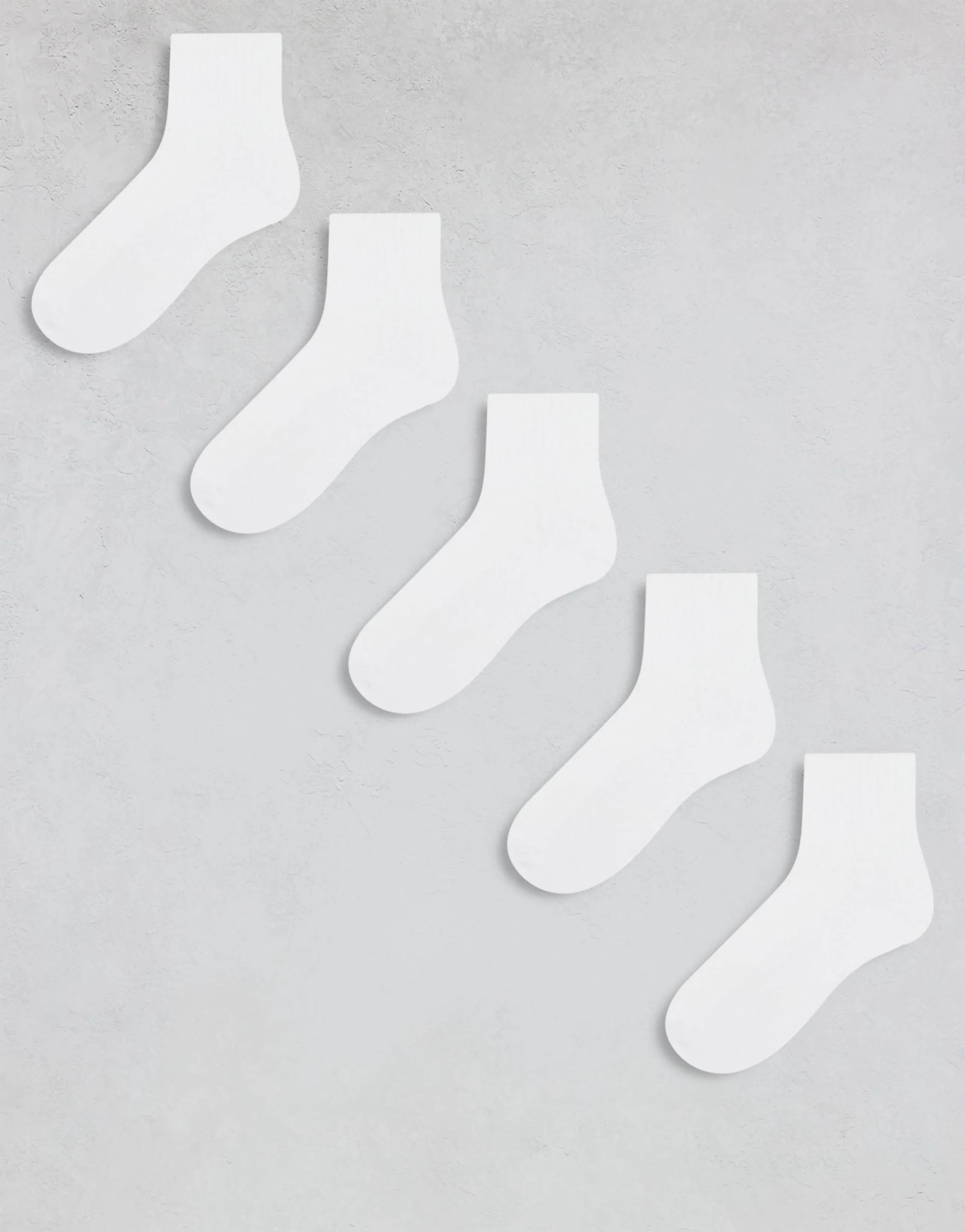 ASOS DESIGN 5 pack terry sole ankle socks in white 