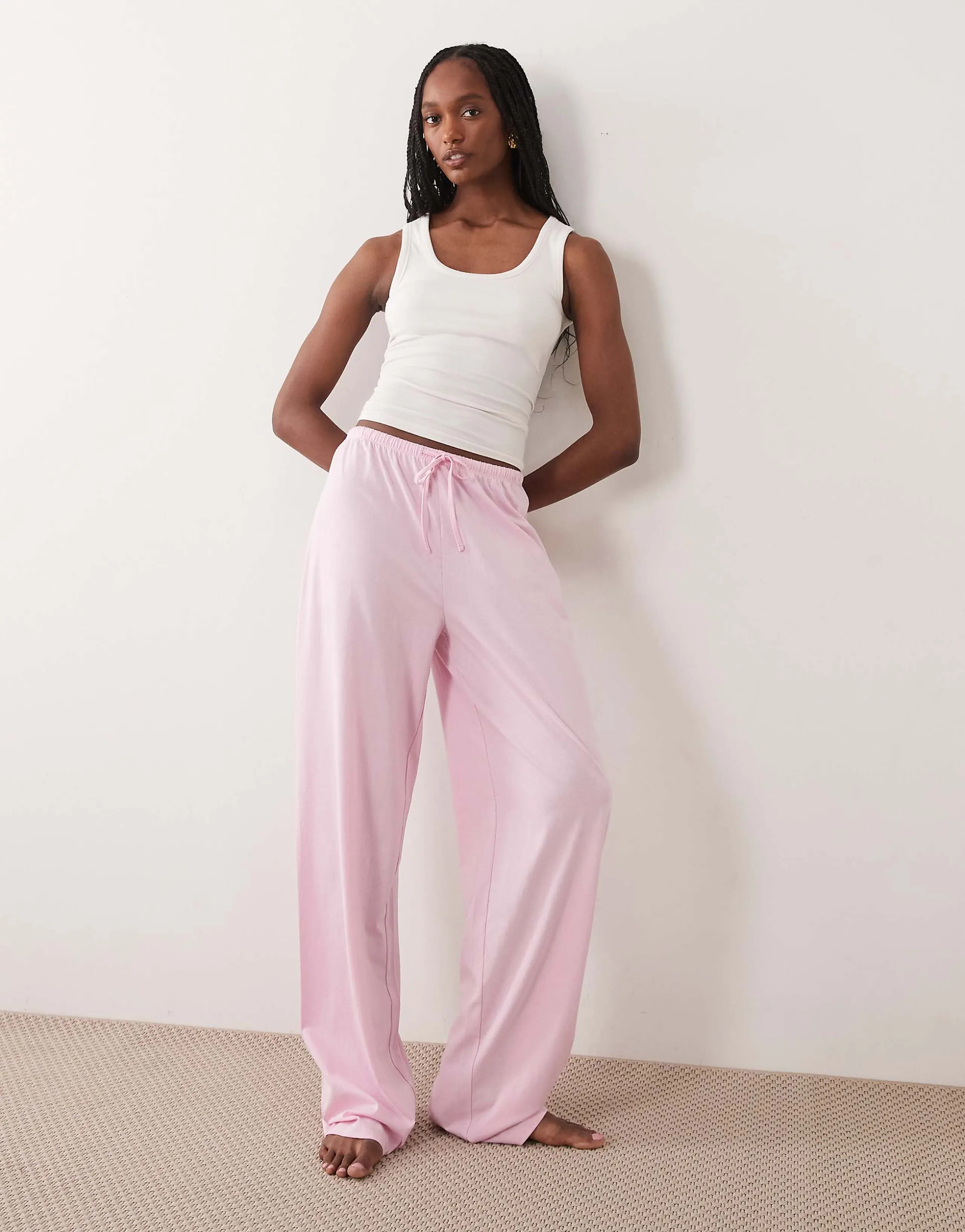 ASOS DESIGN Tall mix & match cotton pajama pants in candy pink