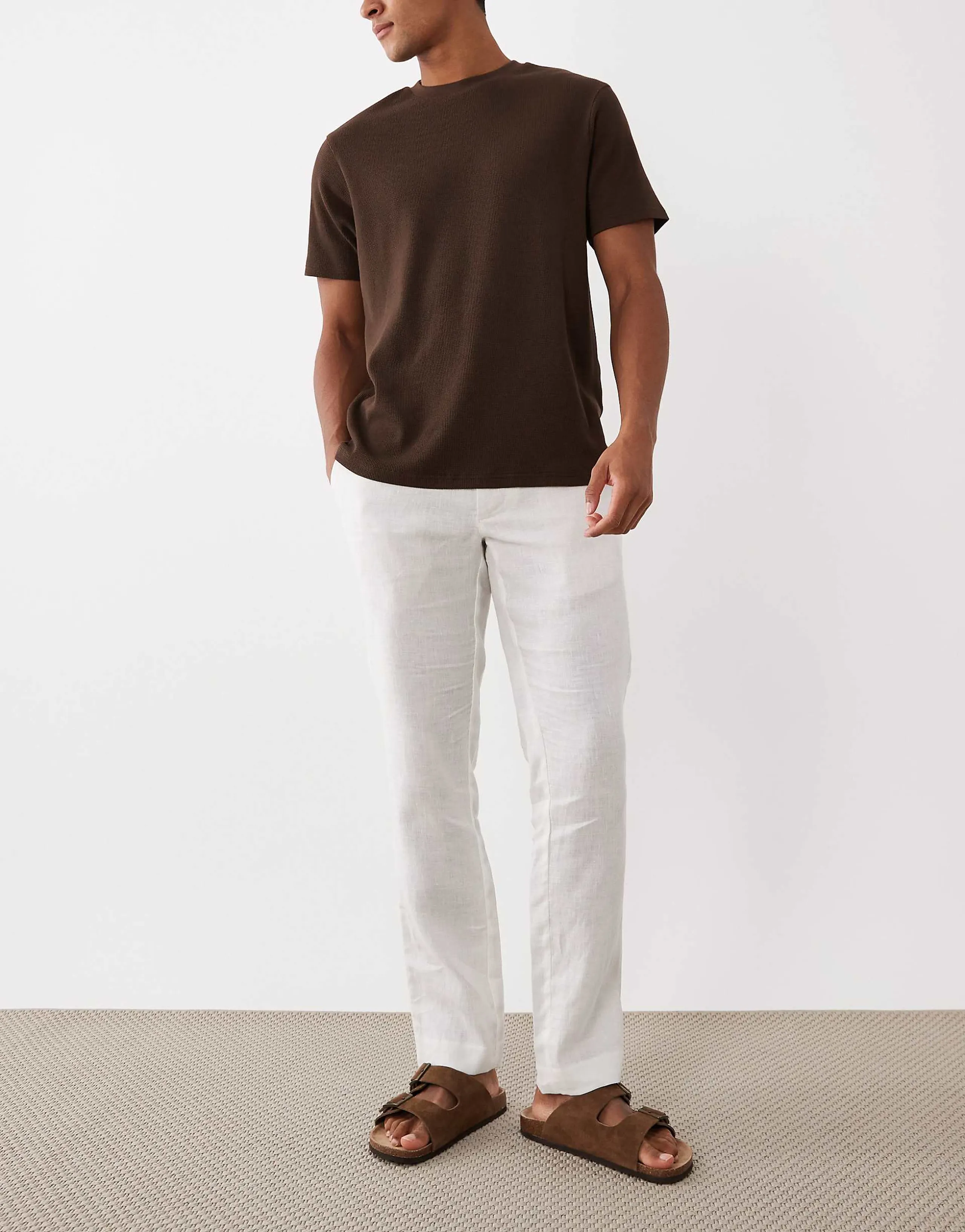 Mango linen pants in cream