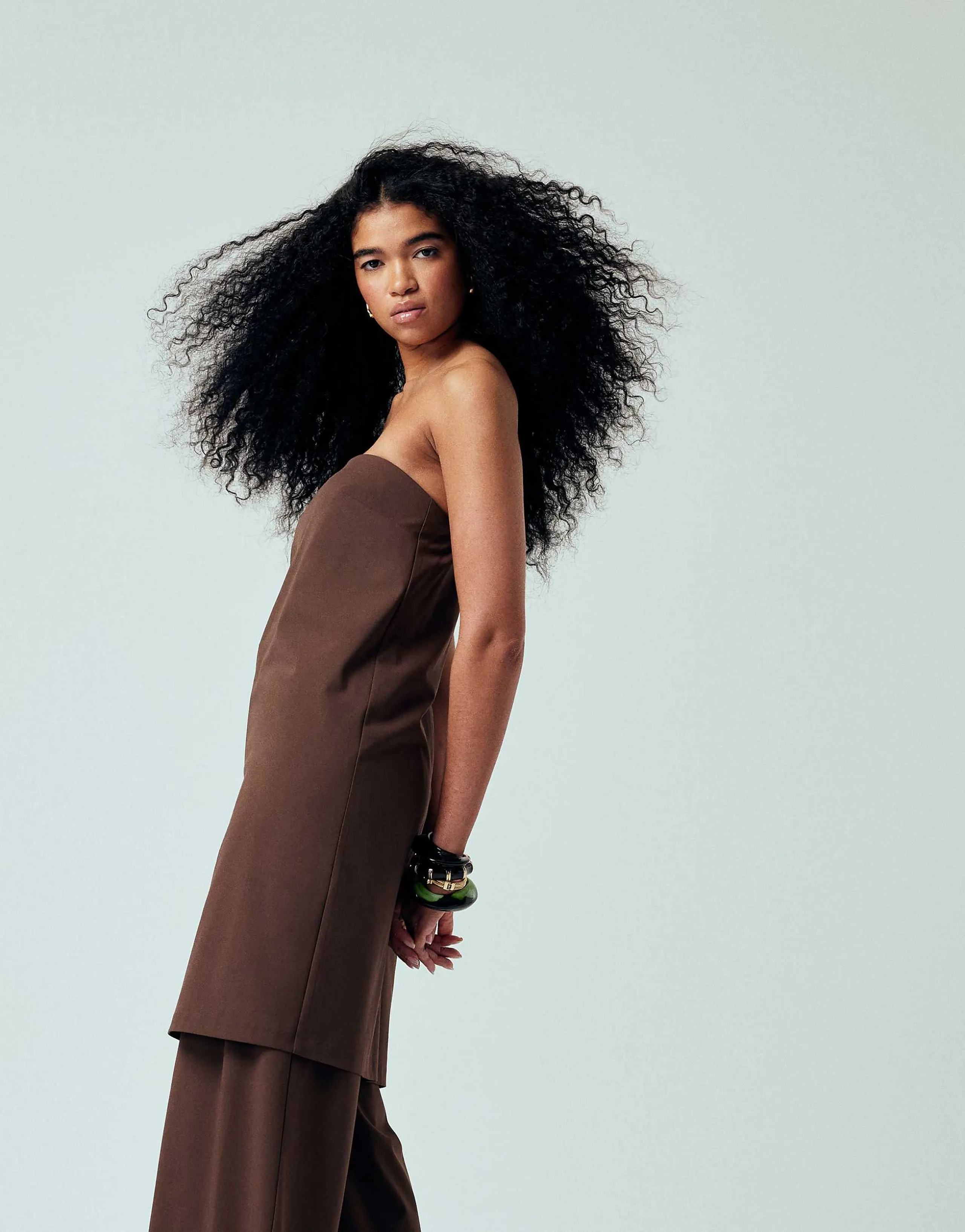 ASOS DESIGN tailored longline tabard top in chocolate - part of a set