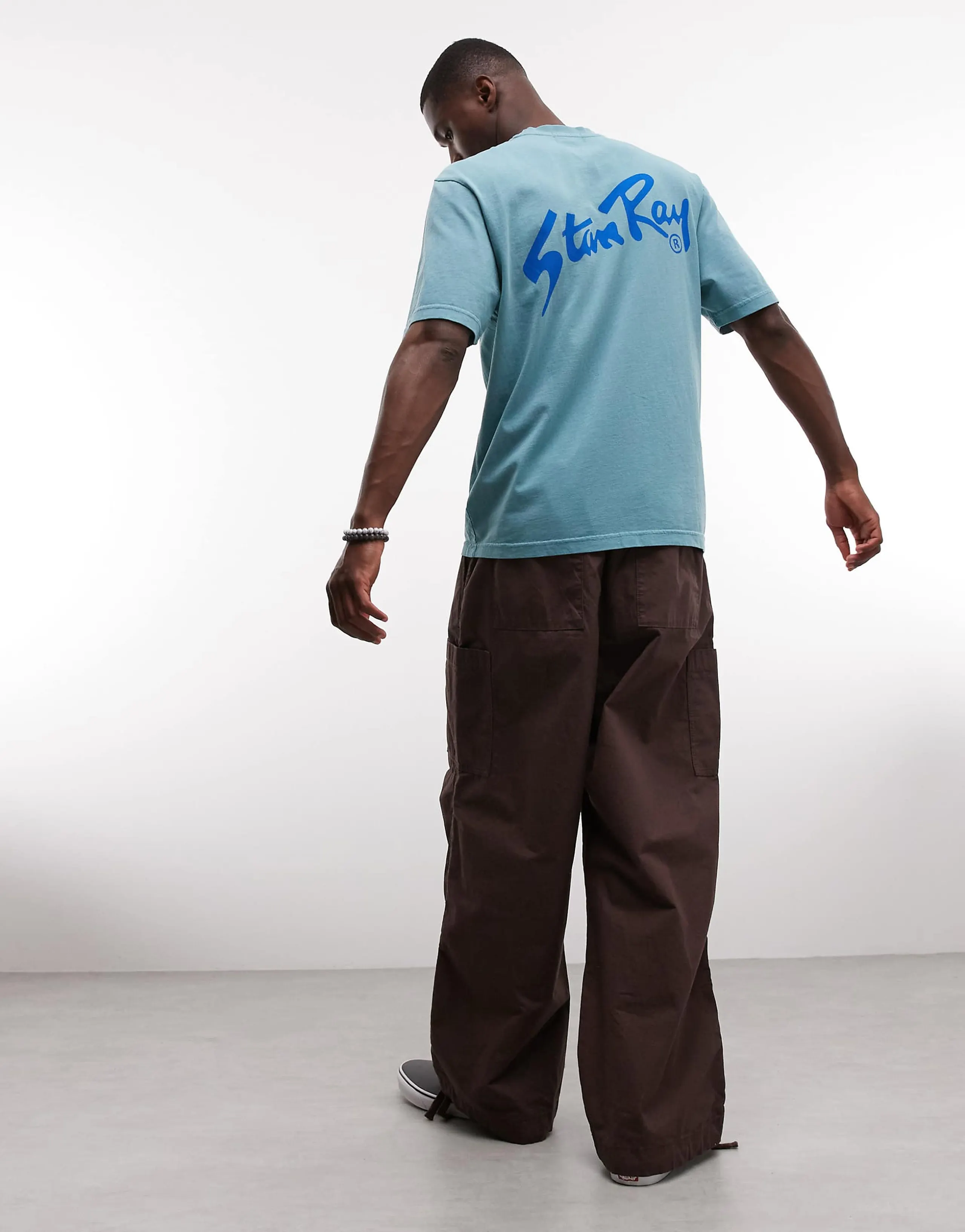 Stan Ray logo short sleeve t-shirt with back print in blue