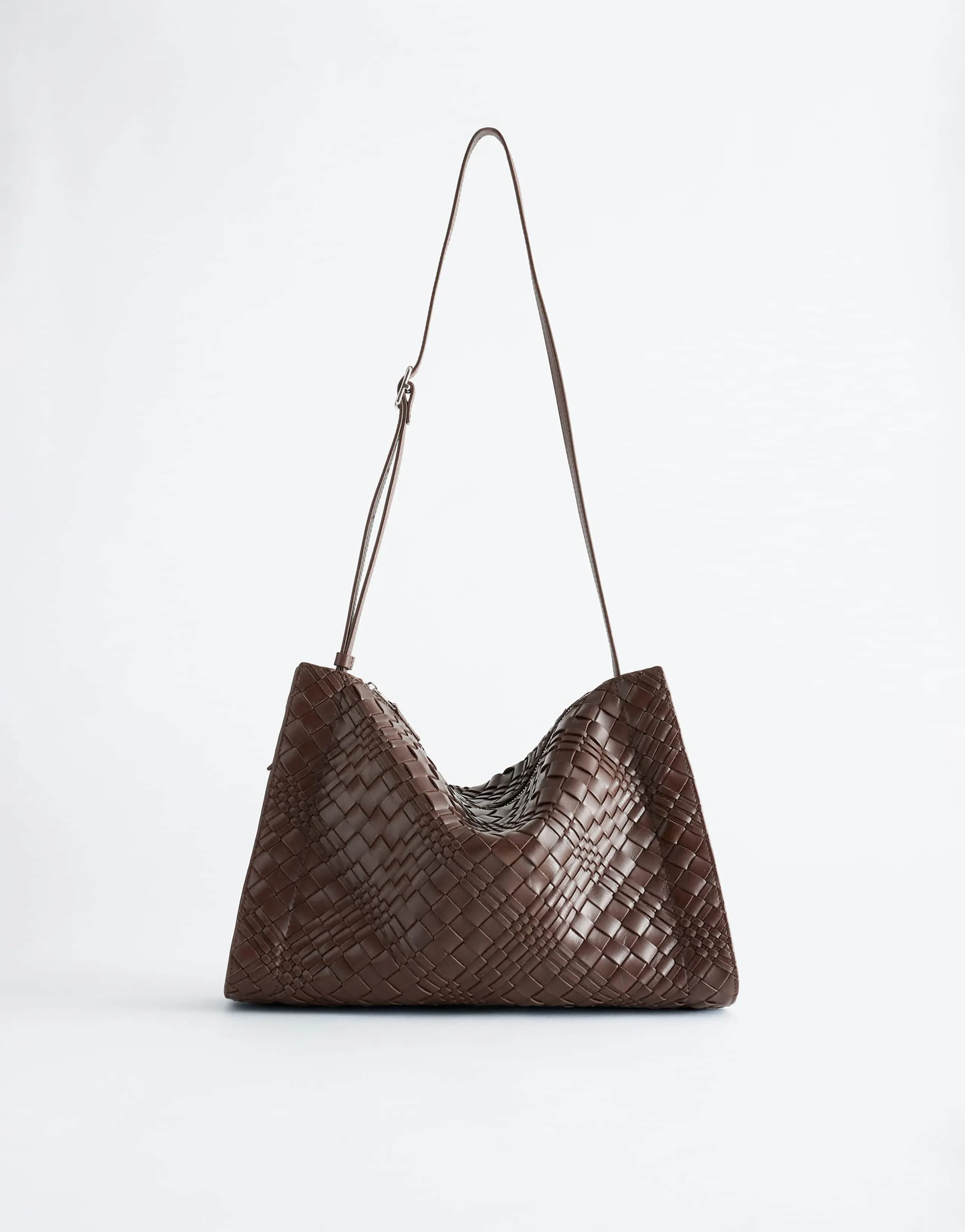 & Other Stories Puffy braided leather effect large bag in brown