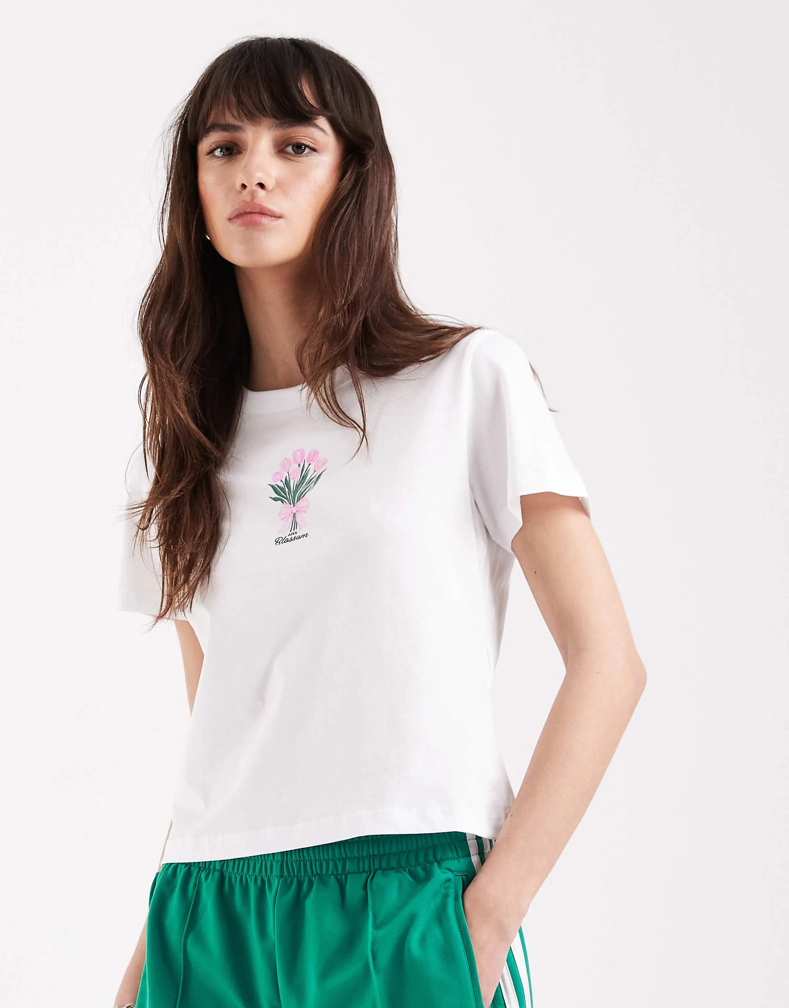 JJXX flower bouquet print baby tee in white