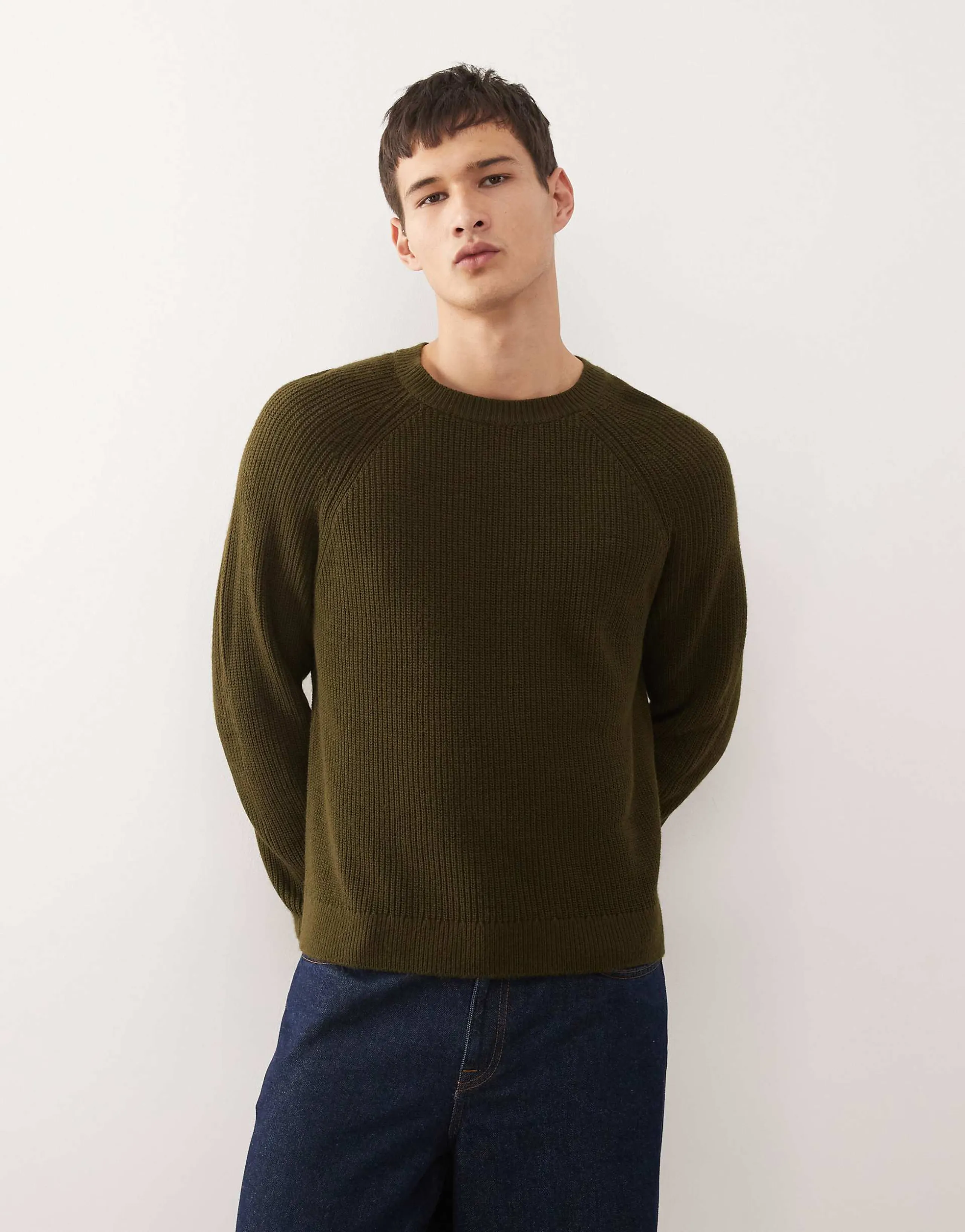 COLLUSION boxy knit sweater in khaki green
