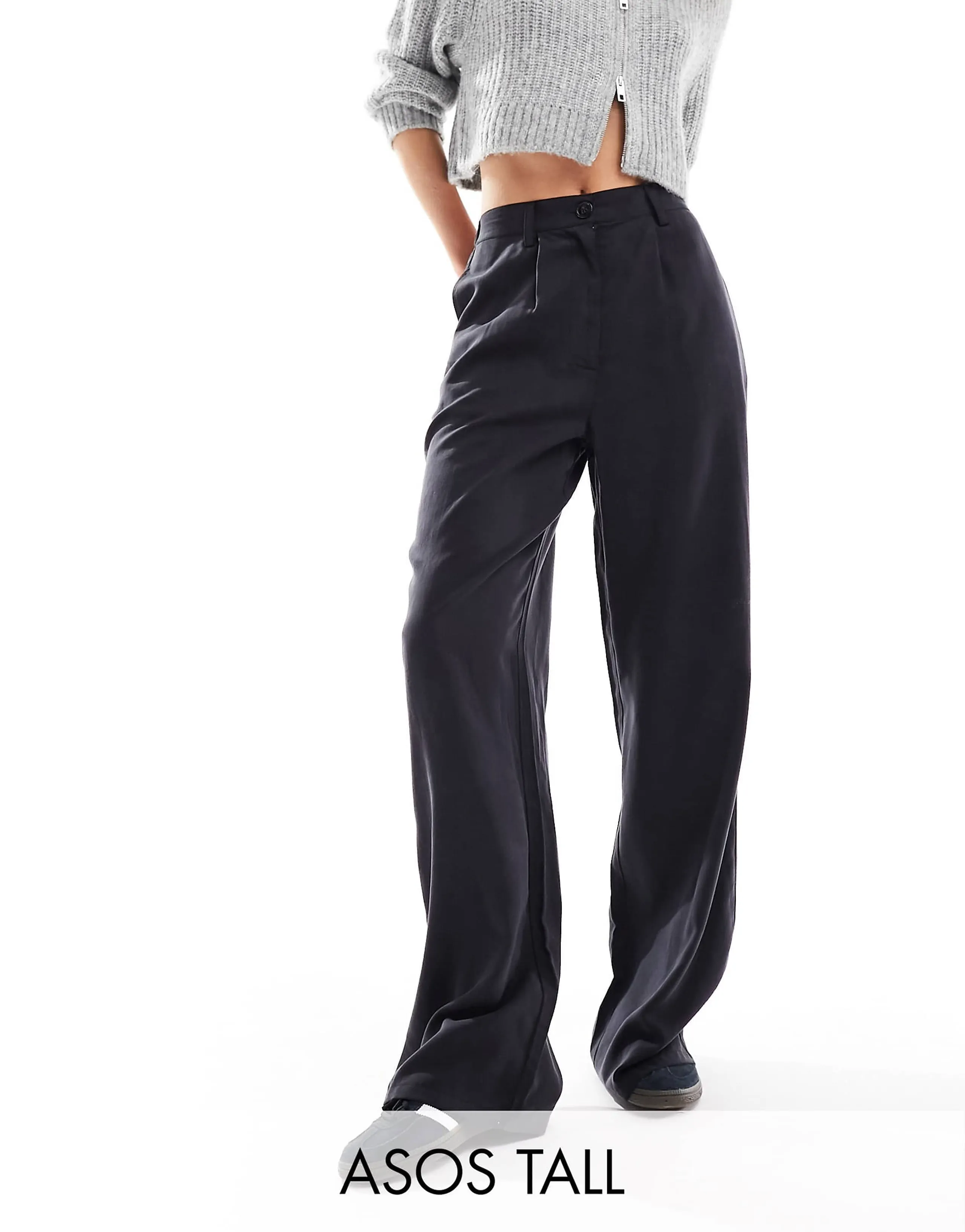 ASOS DESIGN Tall relaxed straight leg pants in washed black