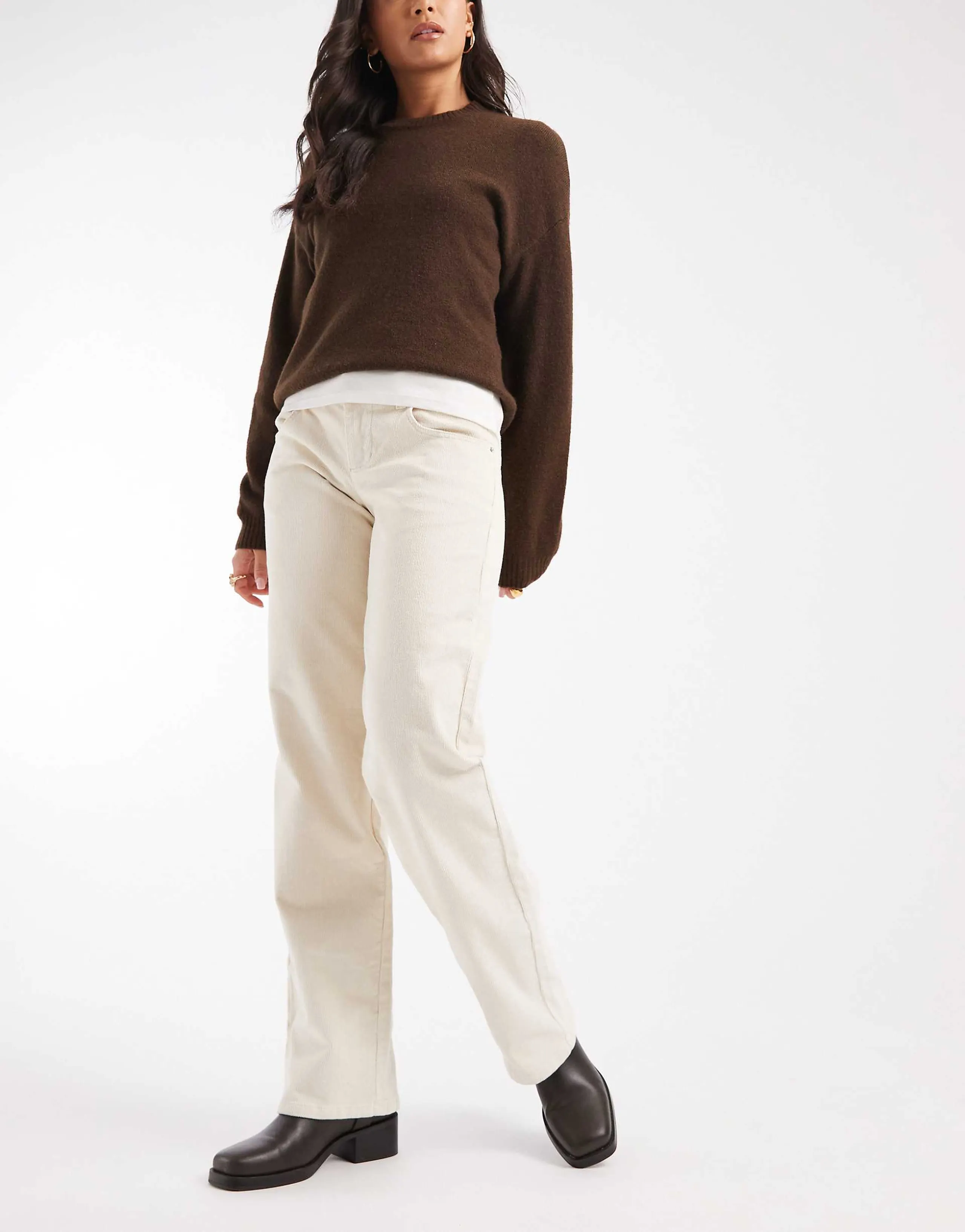 Cotton On low rise straight leg corduroy pants in ecru