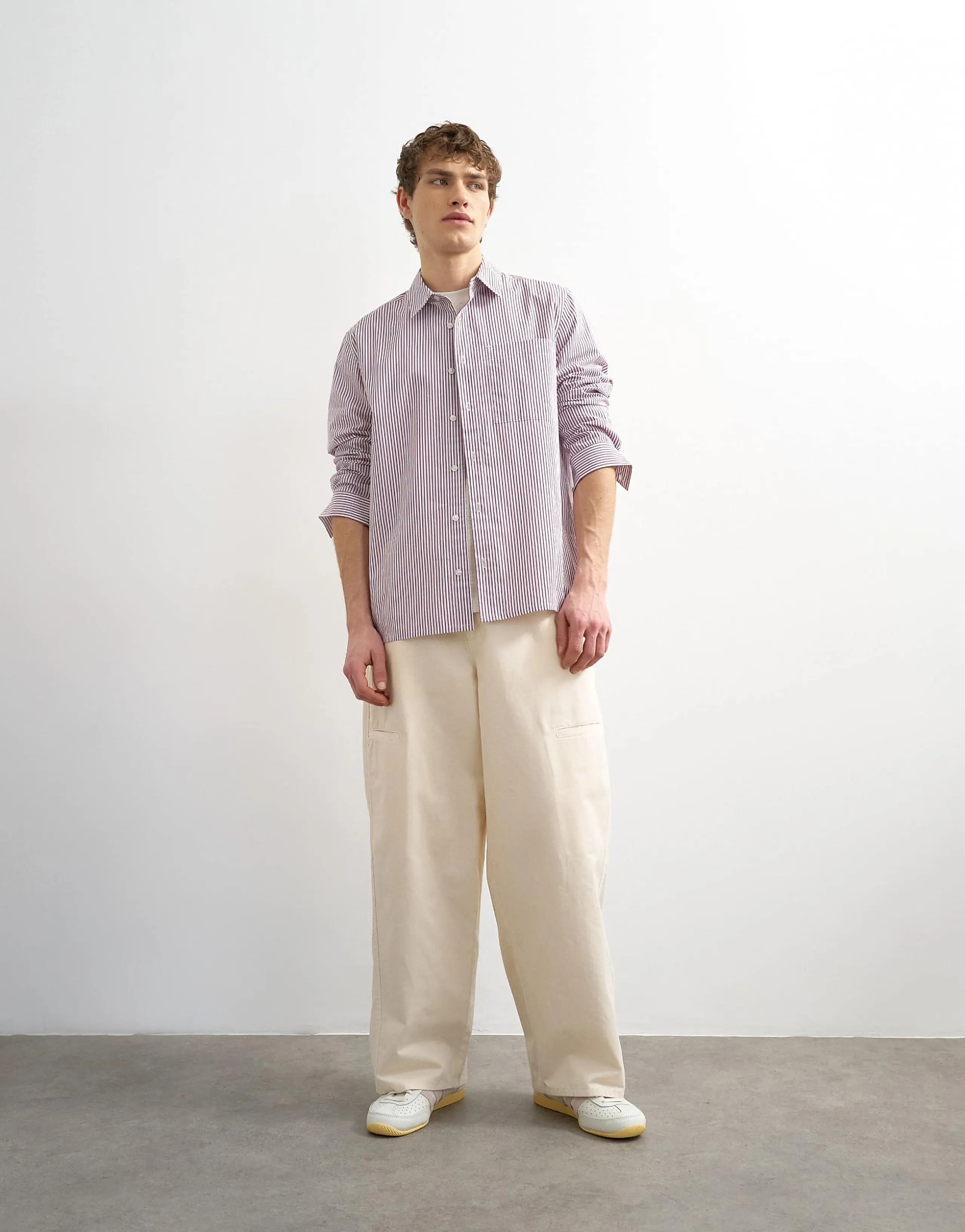 Topman baggy fit pants with side pockets in cream