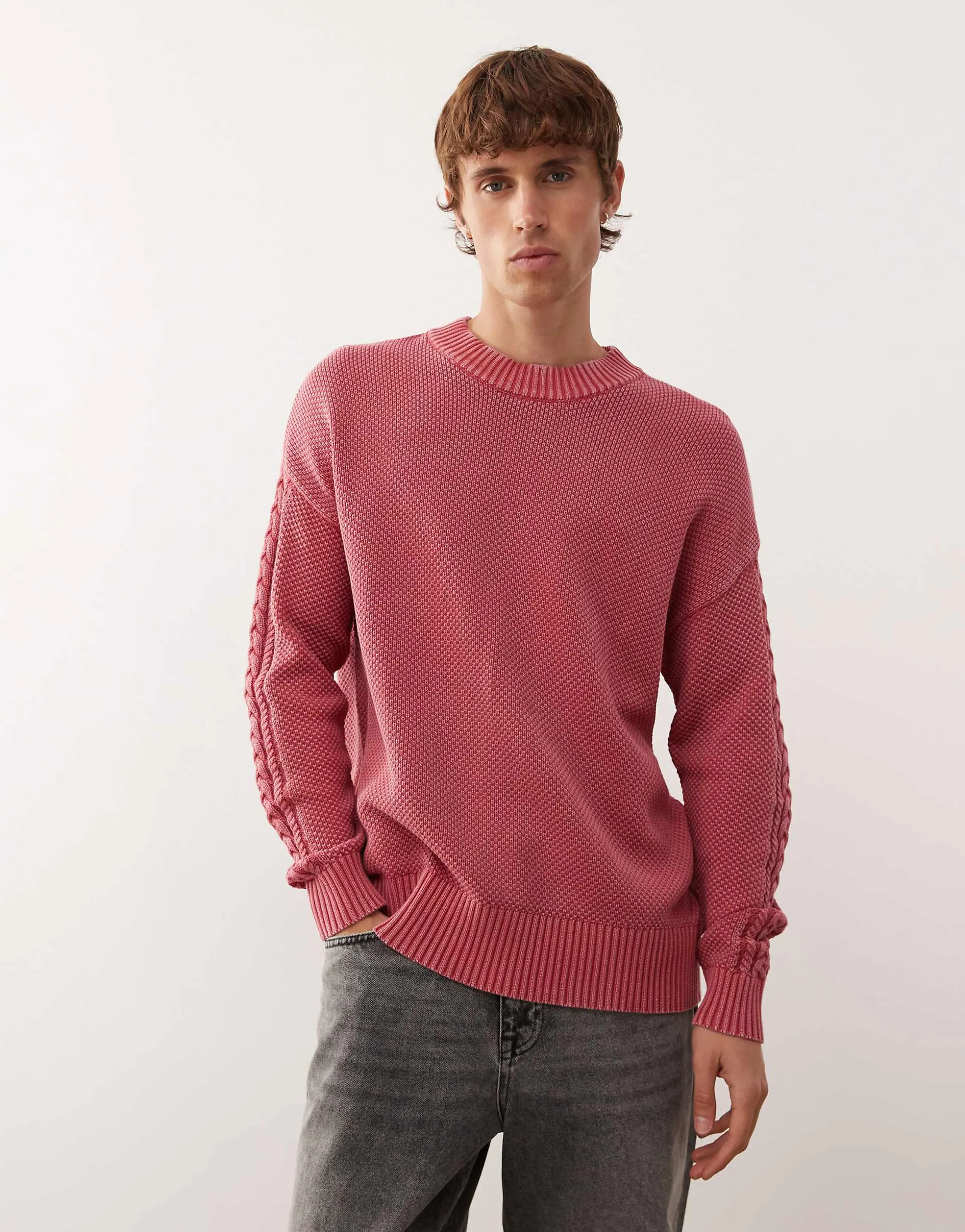COLLUSION Knitted crew neck sweater in red