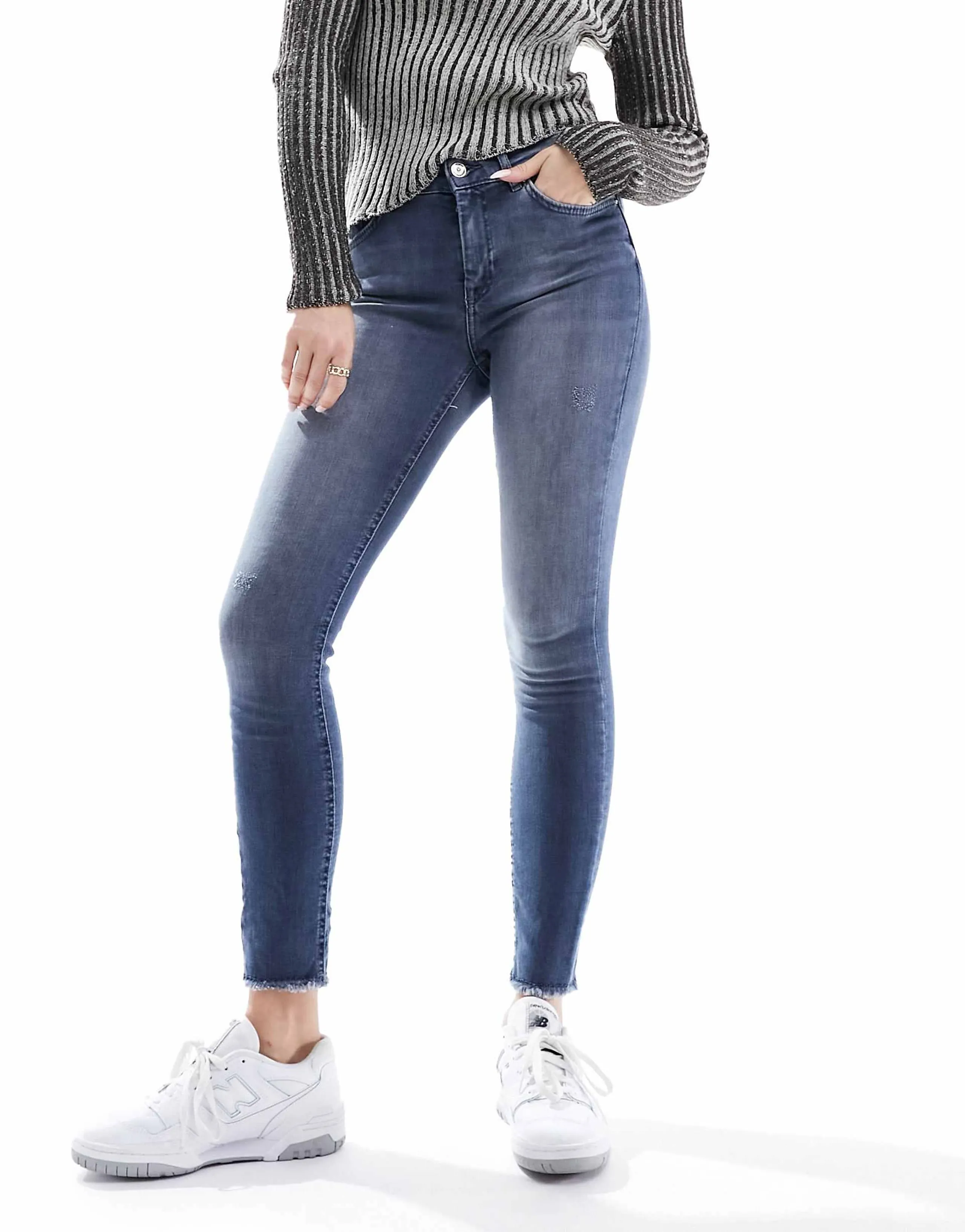 ONLY ankle length skinny jeans in blue gray denim 