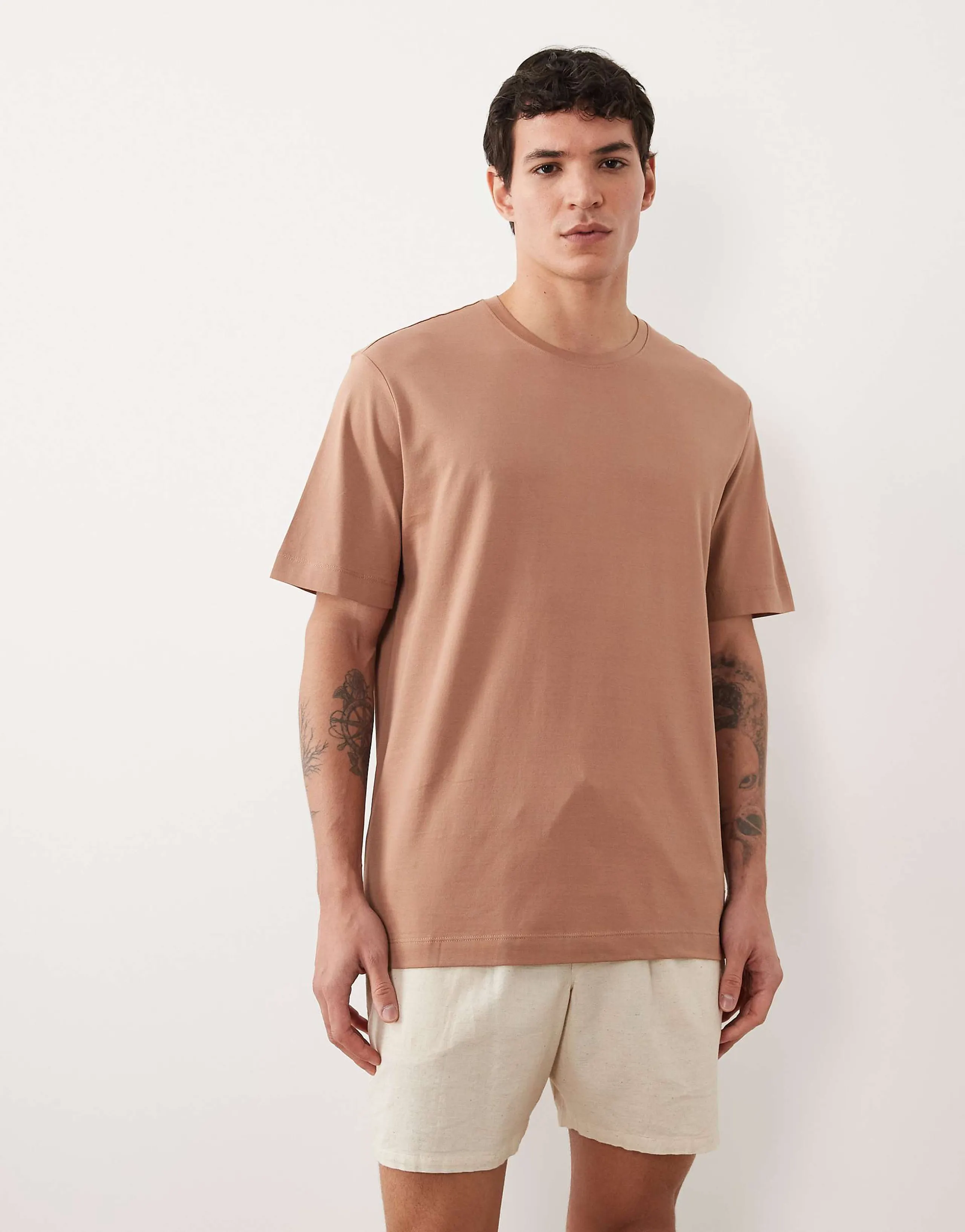 Mango essentials 100% cotton regular fit T-shirt in salmon