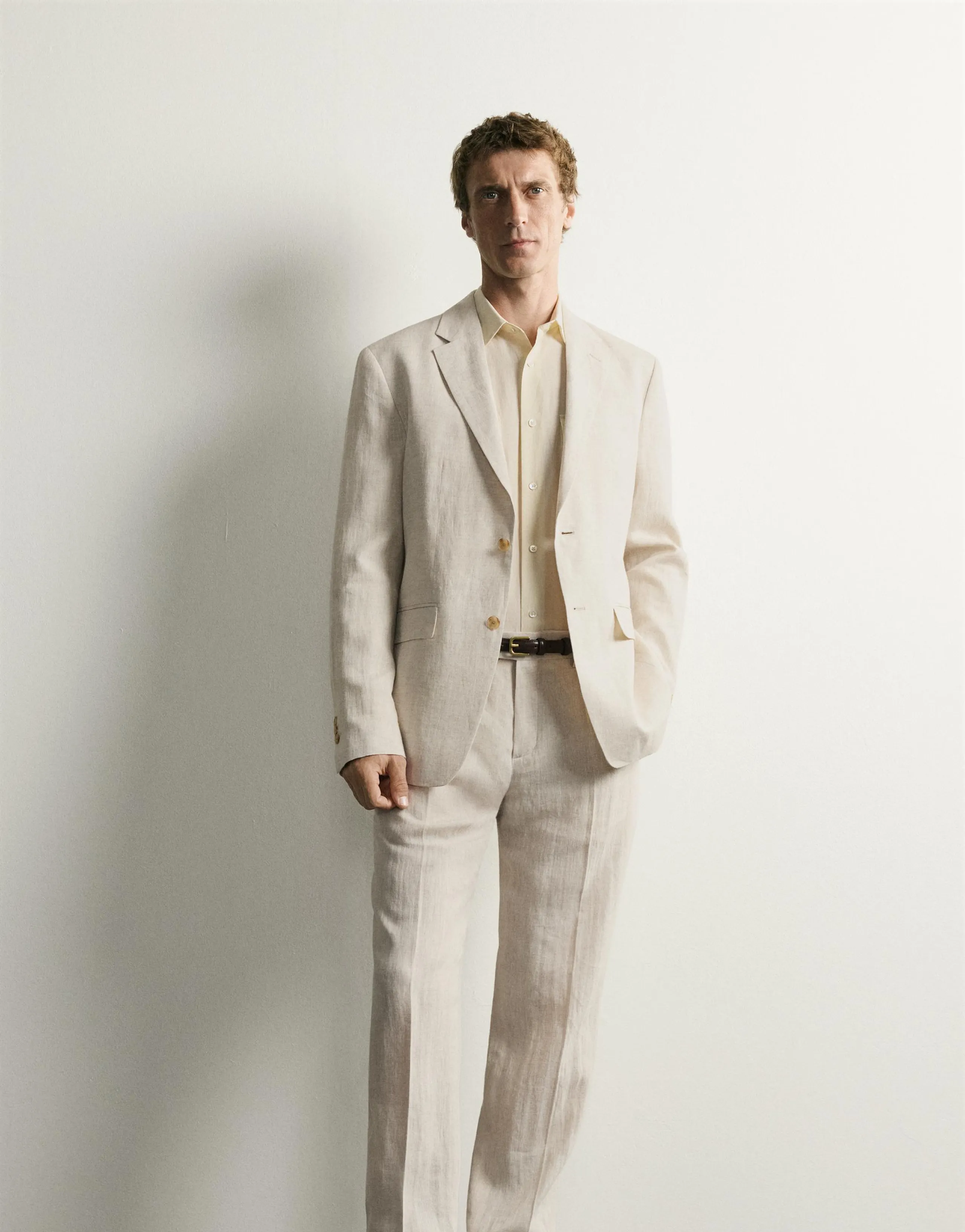 100% LINEN SUIT PLEATED TROUSERS