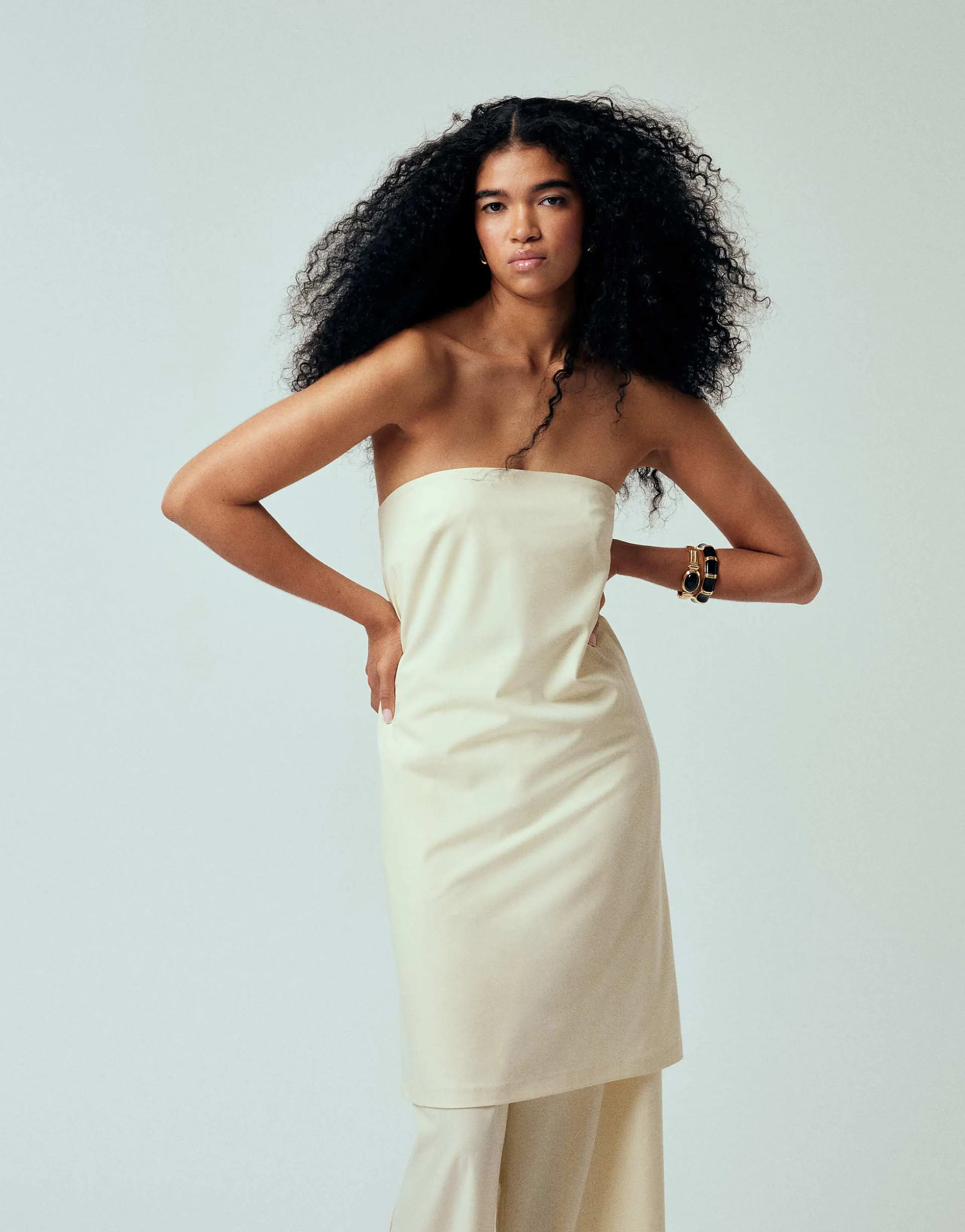 ASOS DESIGN tailored longline tabard top in ecru - part of a set