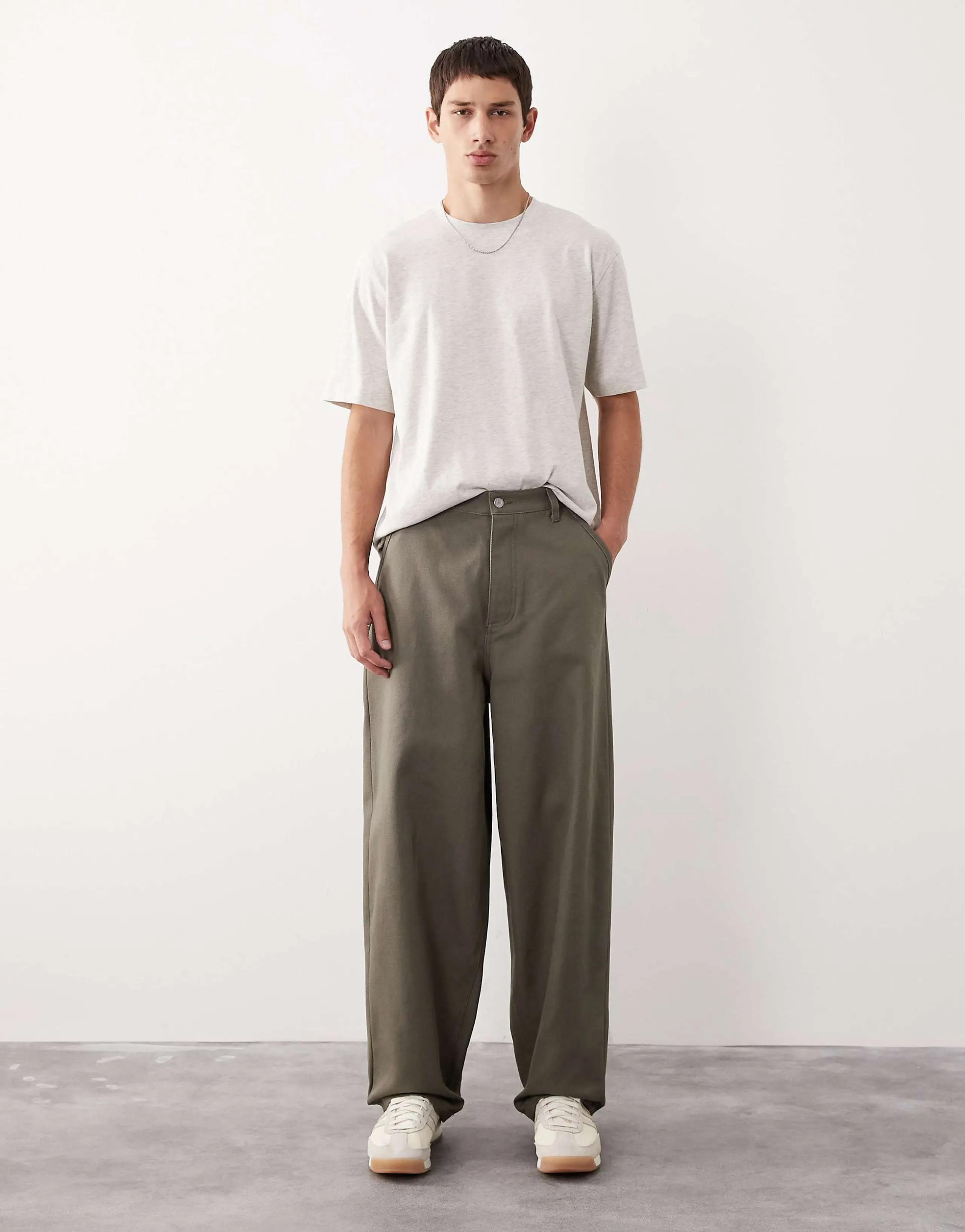 ASOS COLLECTIVE AC-B-254 tapered barrel pants in khaki 