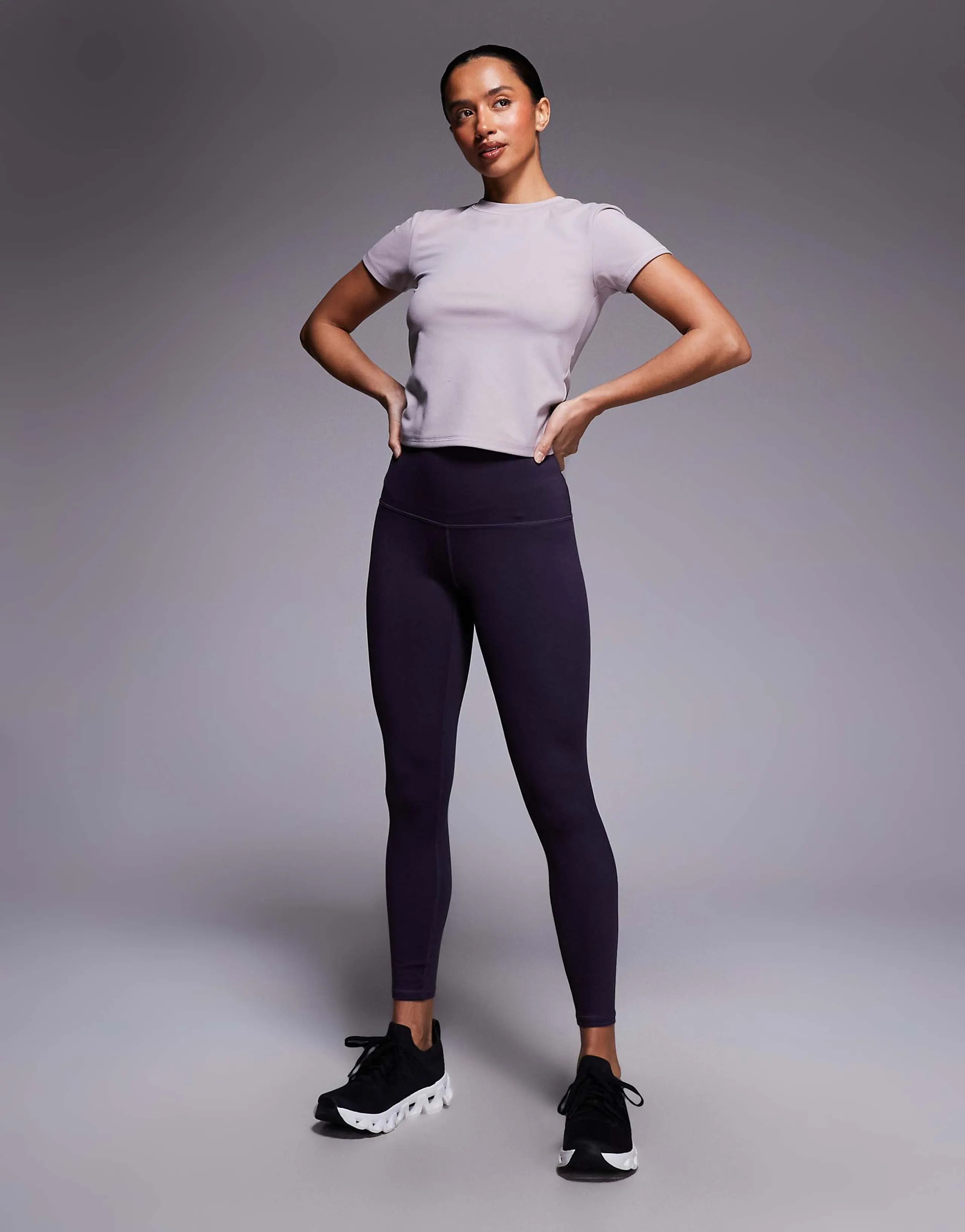 4505 Petite Icon active bum sculpt high waist gym leggings with inner pocket in blackberry
