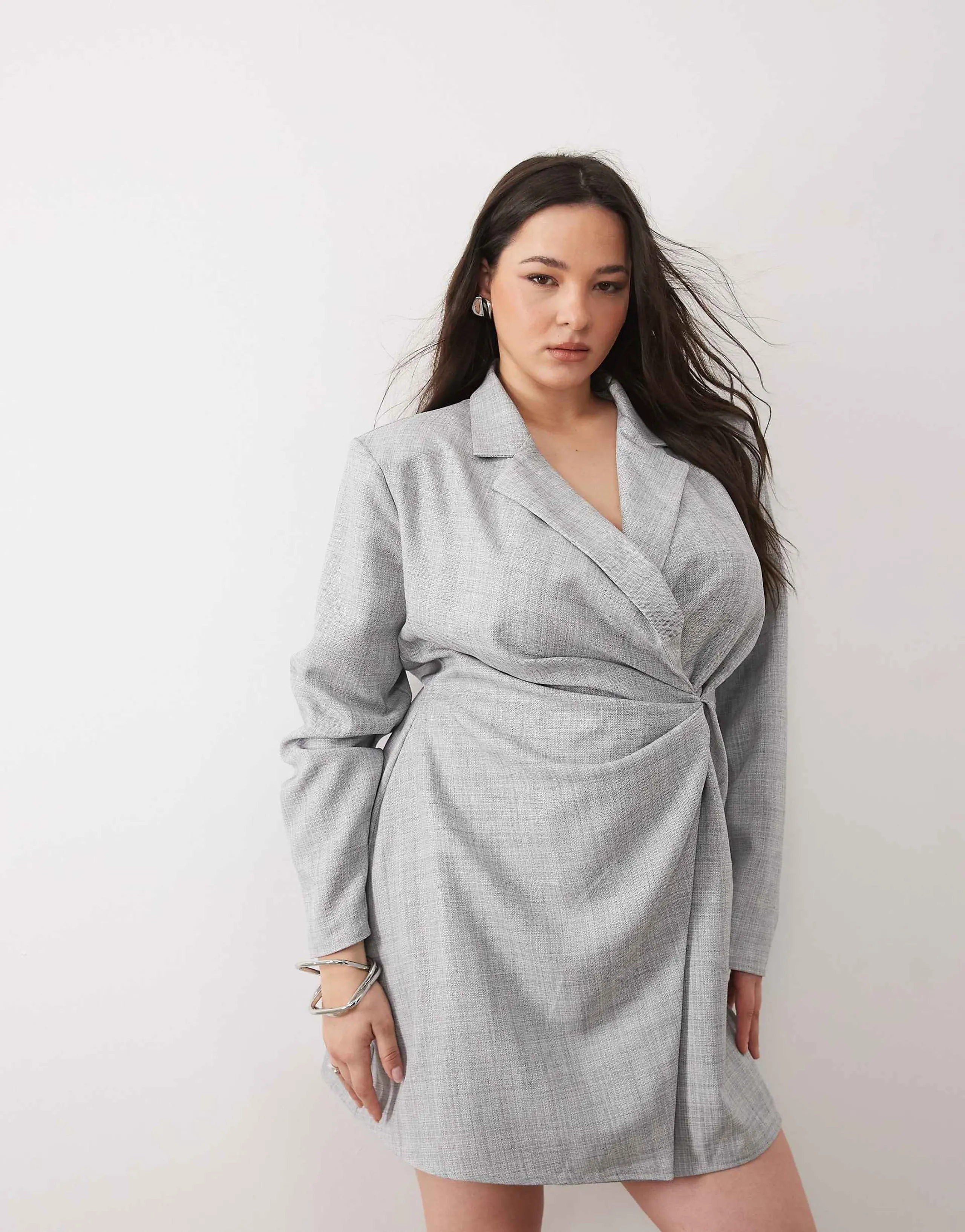 ASOS DESIGN Curve blazer dress mini tailored fabric in gray