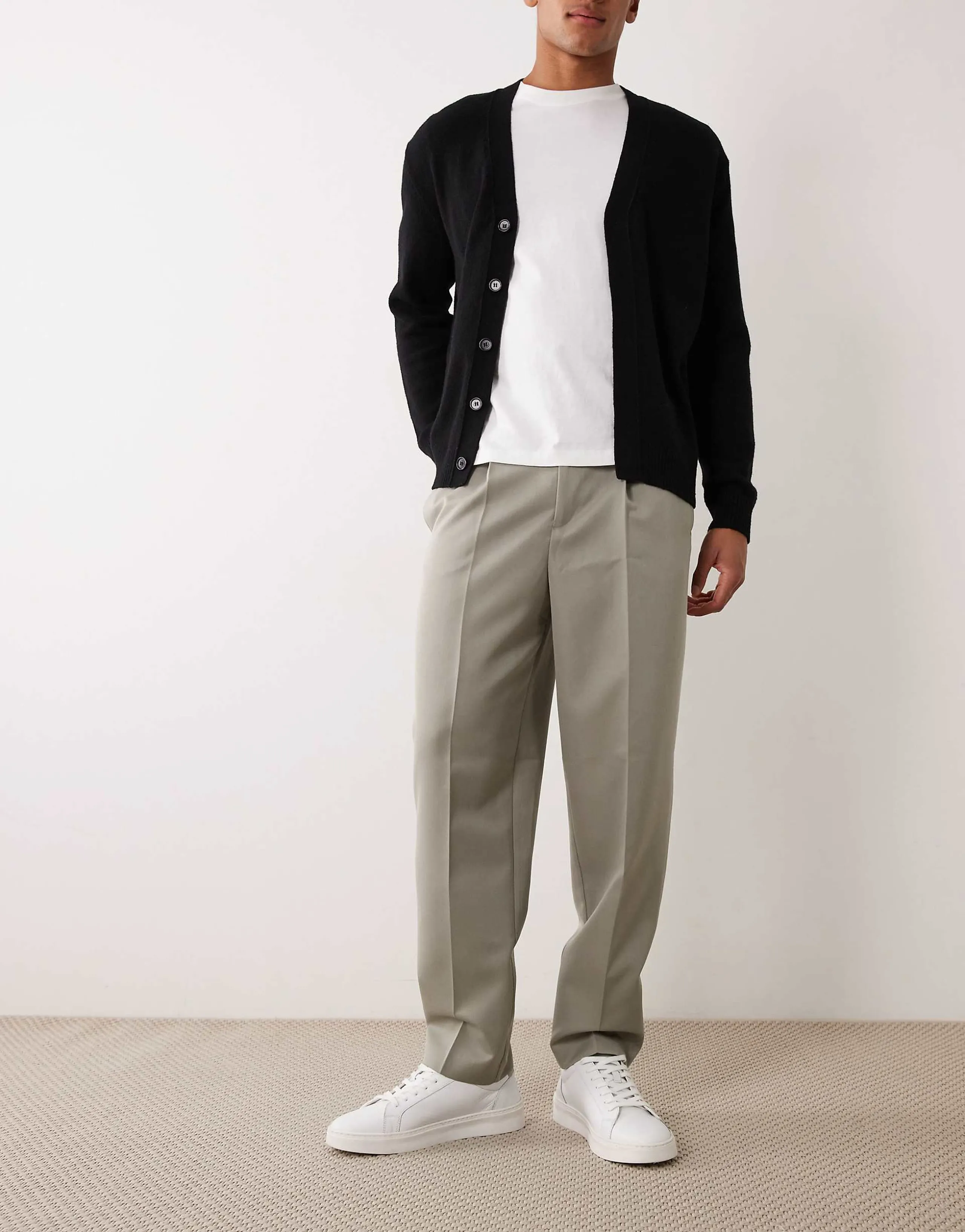 ASOS DESIGN smart pleated relaxed tapered pants in sage green