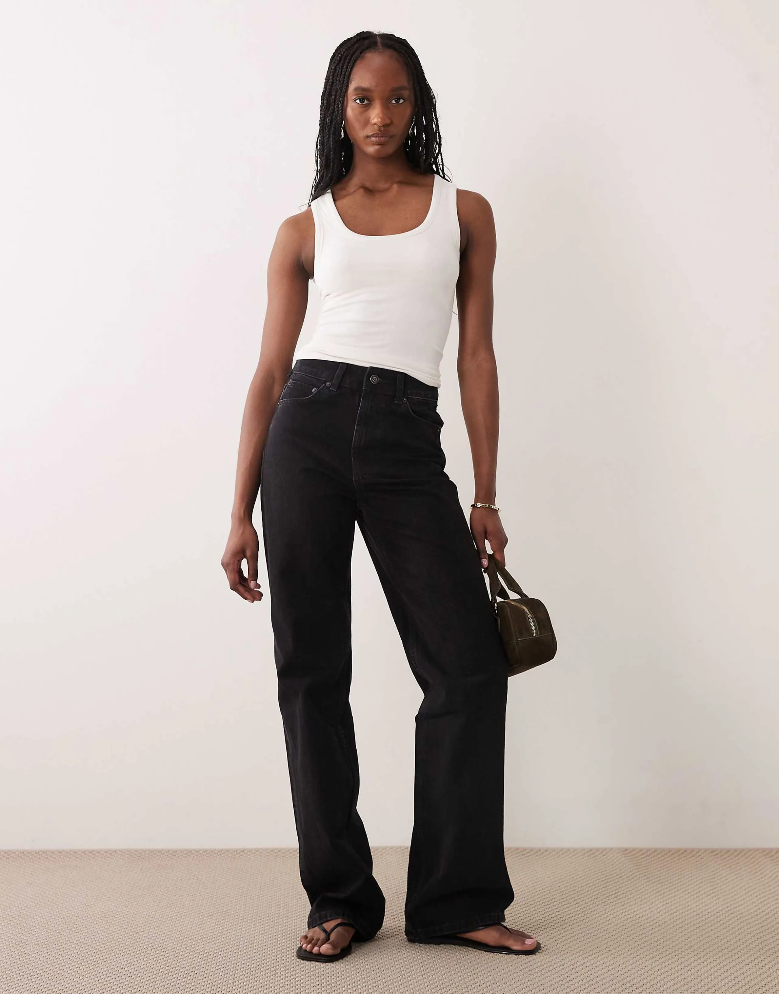ASOS DESIGN Tall wide leg dad jeans in black