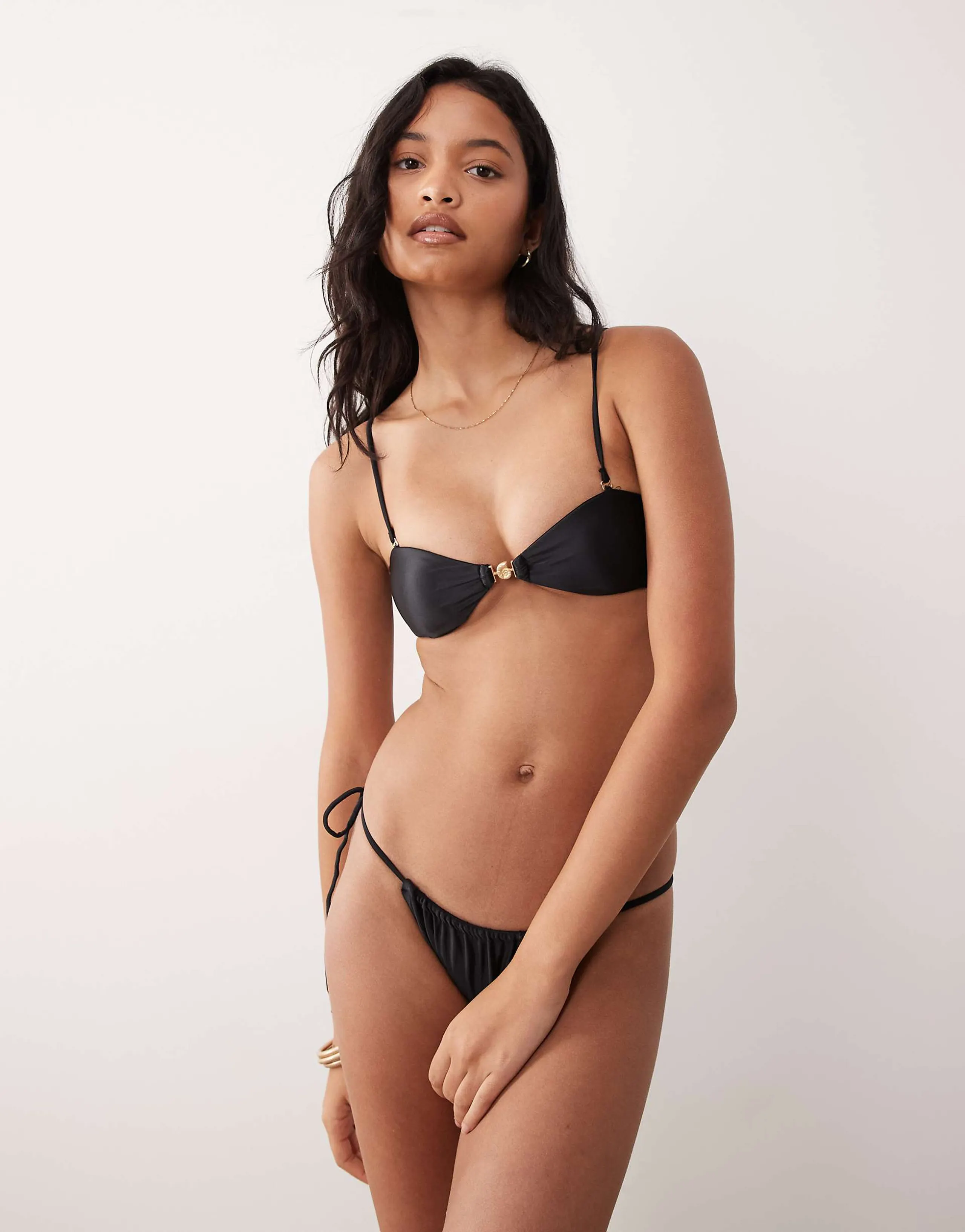 Cotton On bandeau bikini set in black gloss