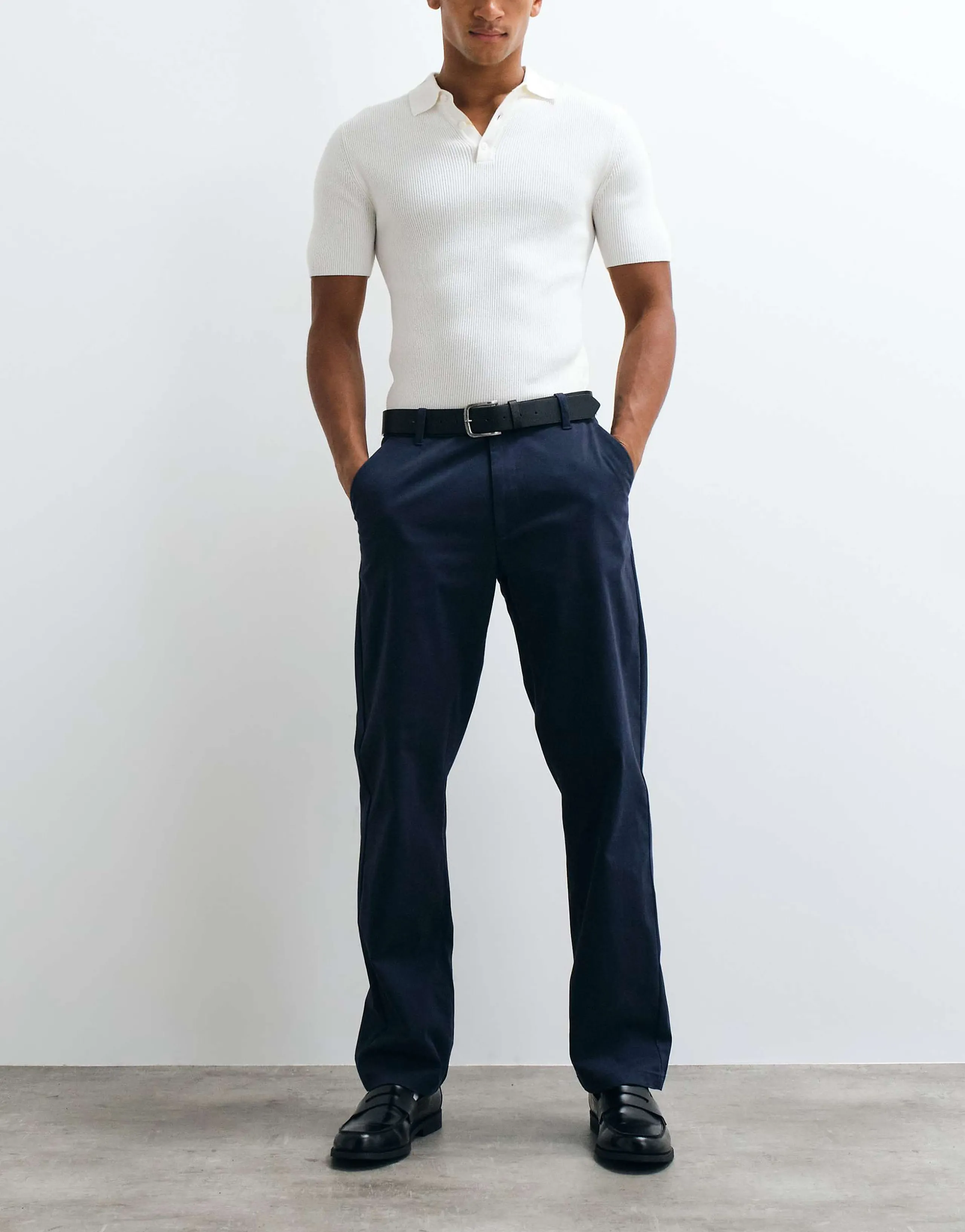 ASOS DESIGN straight chinos in navy
