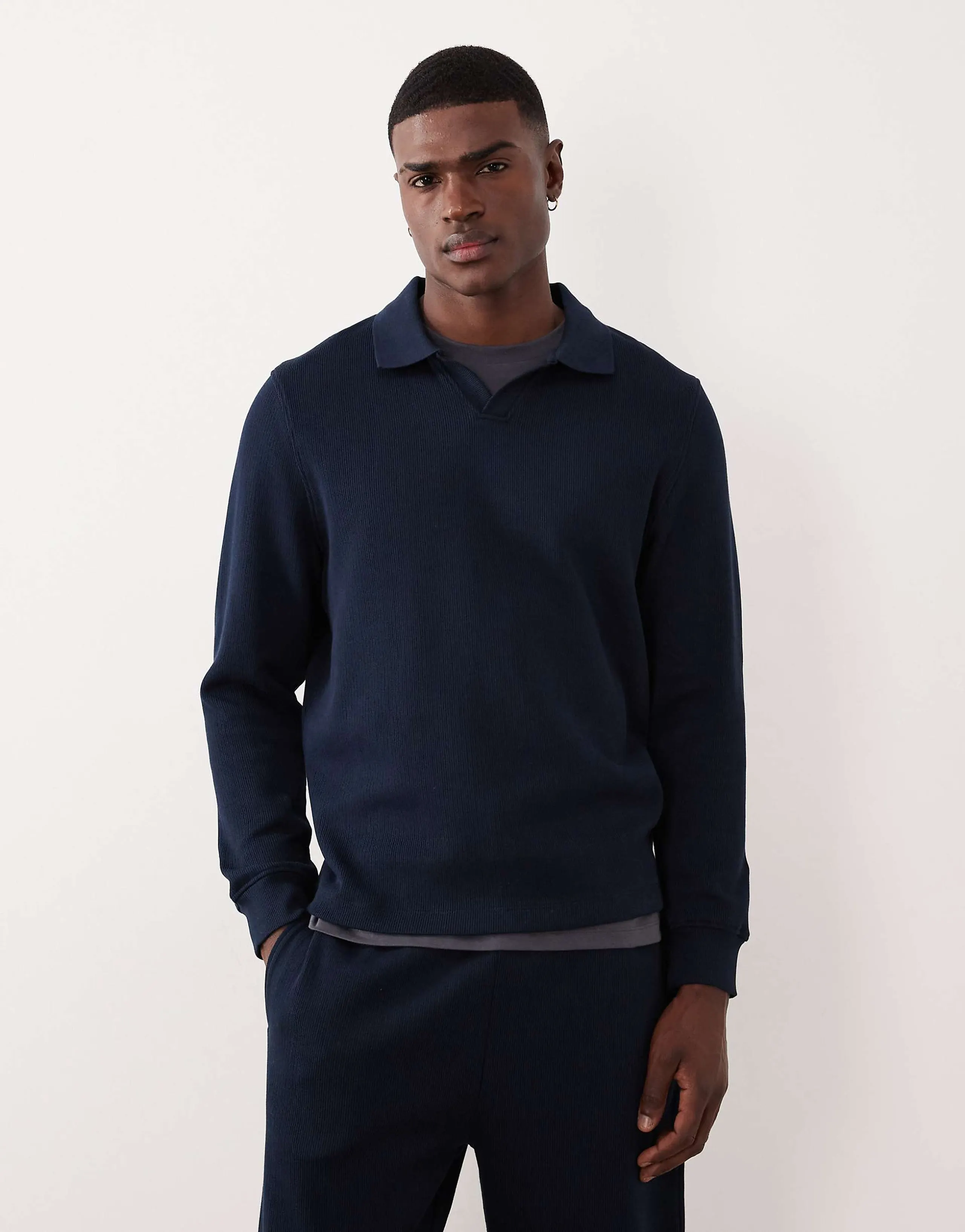 ASOS DESIGN polo sweatshirt in navy
