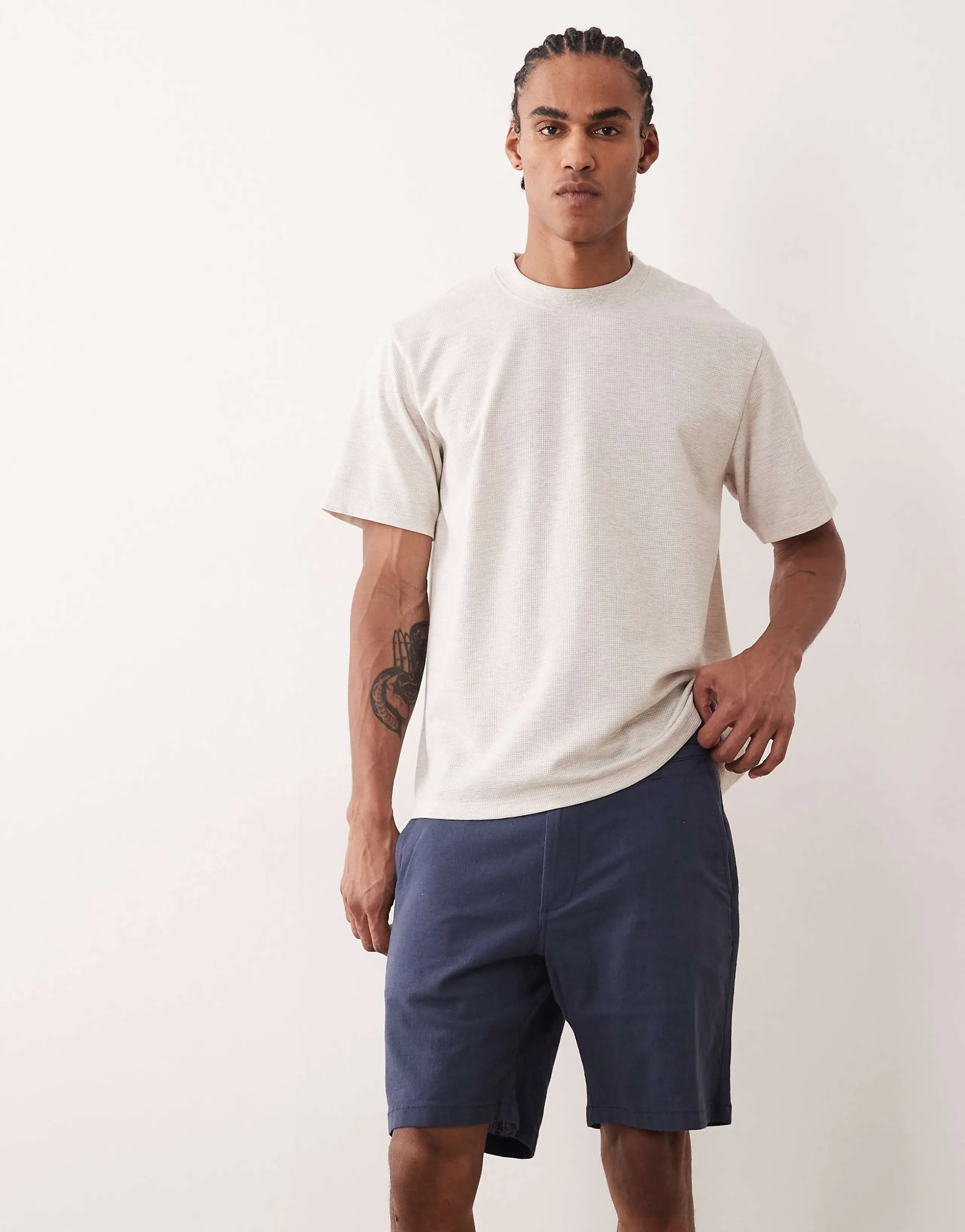 Jack & Jones linen mix shorts in navy