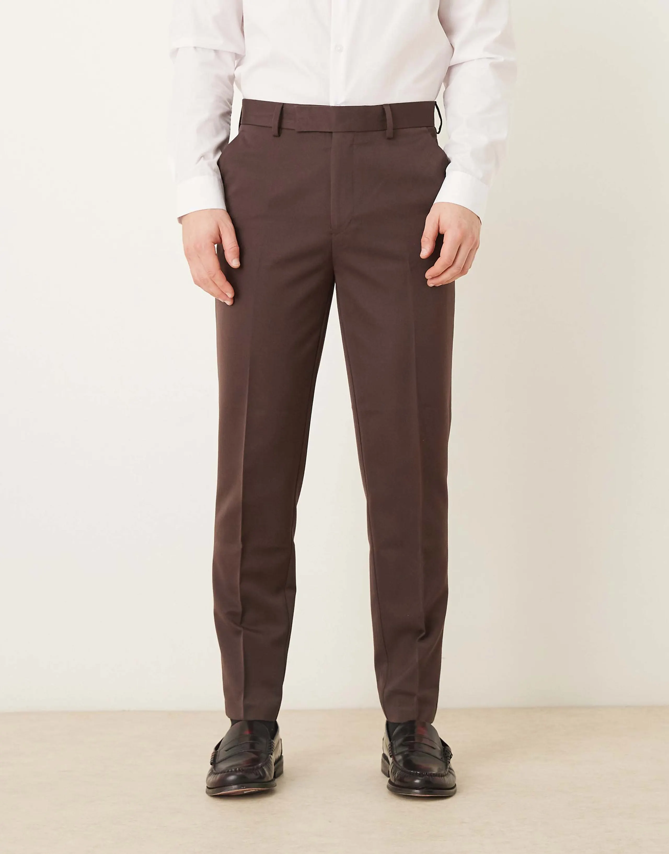 ASOS DESIGN tailored tapered pants in brown