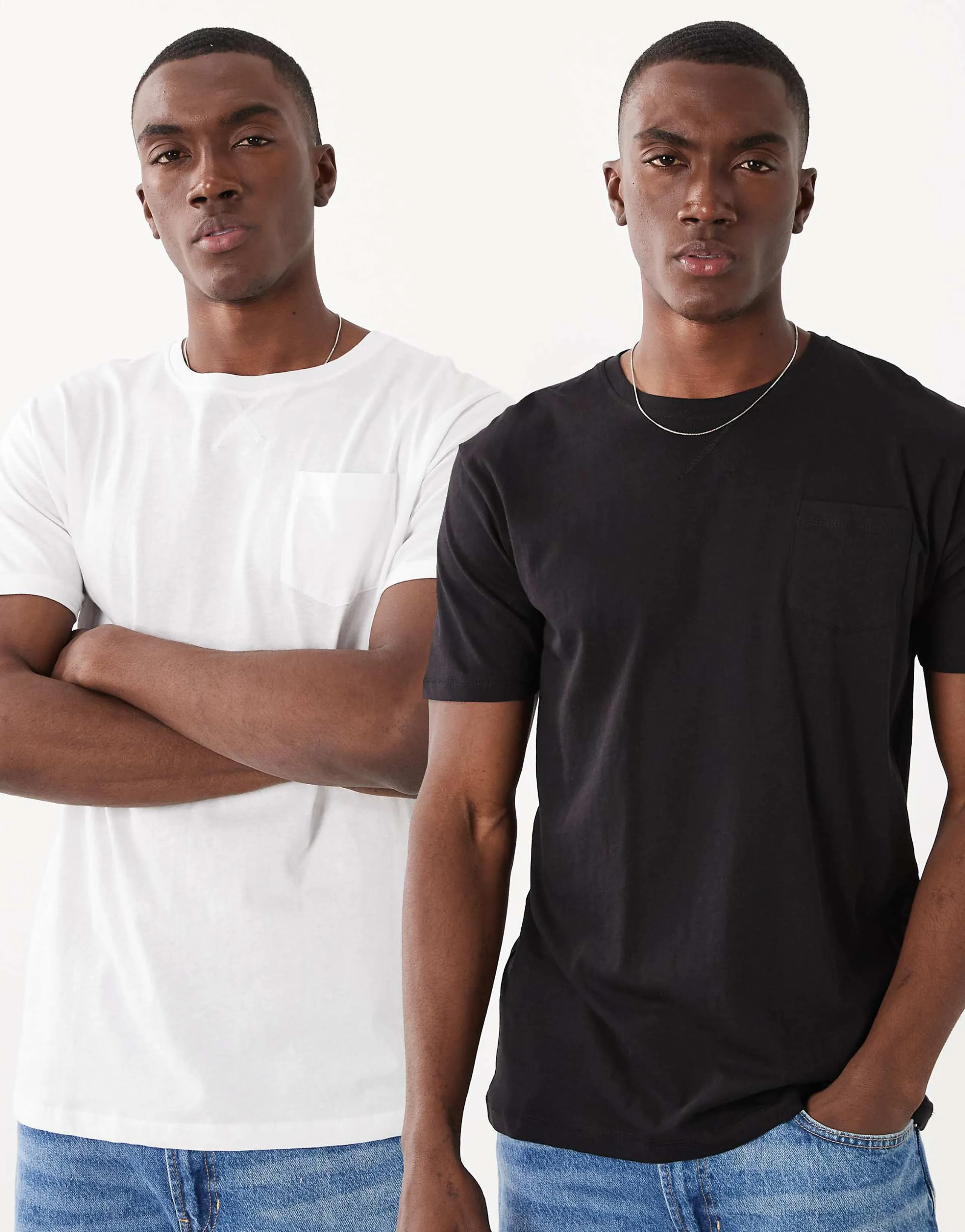 Brave Soul 2 pack crew neck jersey T-shirt with pocket detail 