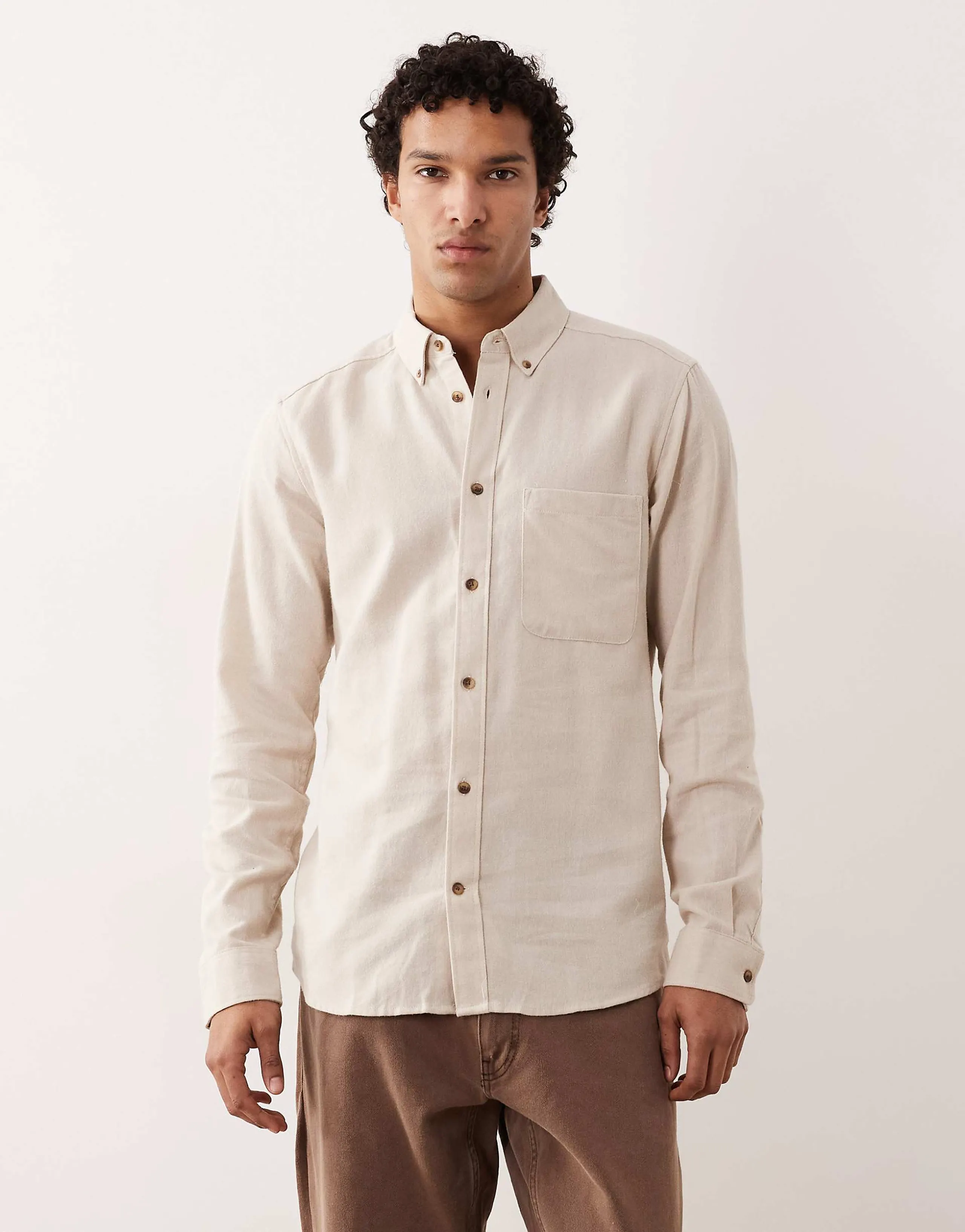 Only & Sons flannel shirt in ecru